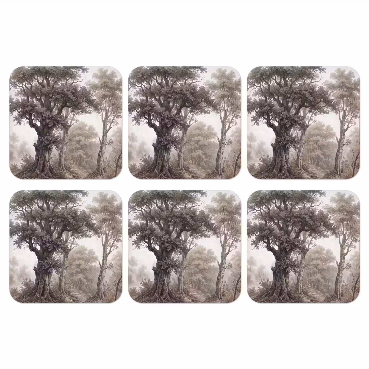 Natuur - Bos - Eik onderzetter kurk middel -3d