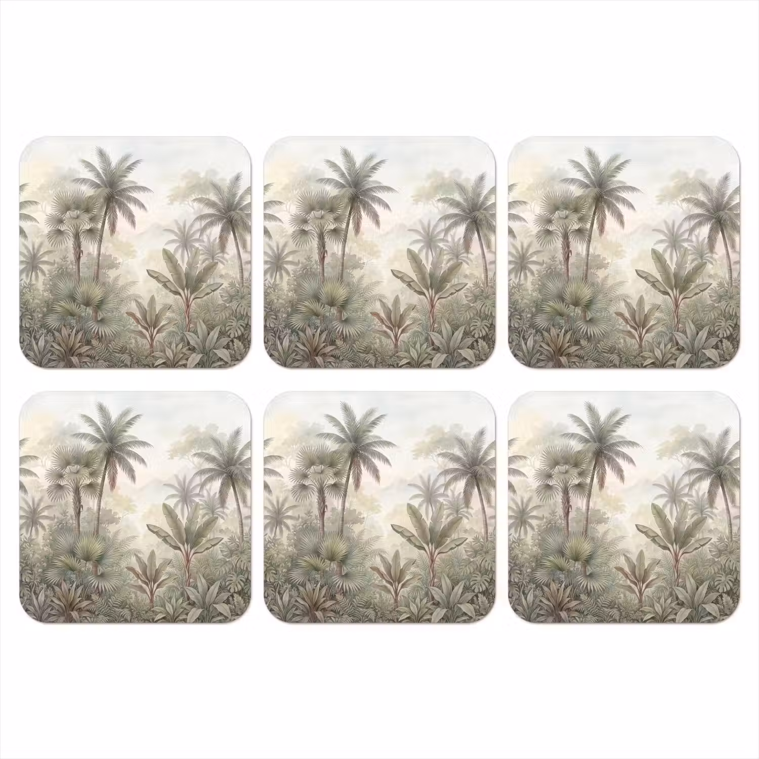Natuur - Tropisch bos - Landschap - Aquarel - Groen onderzetter kurk middel -3d