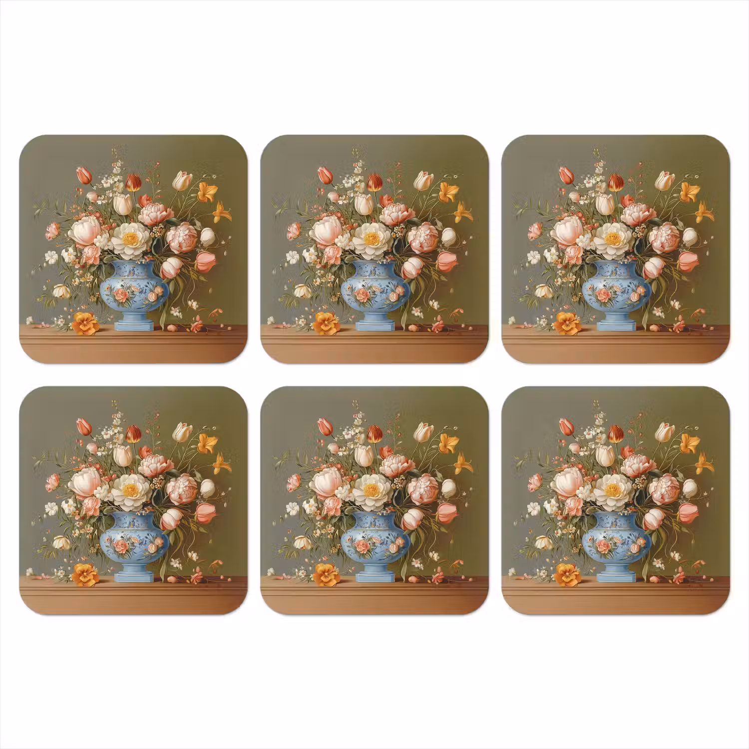 Neutral - Bloemen - Boeket - Vaas onderzetter kurk middel -3d