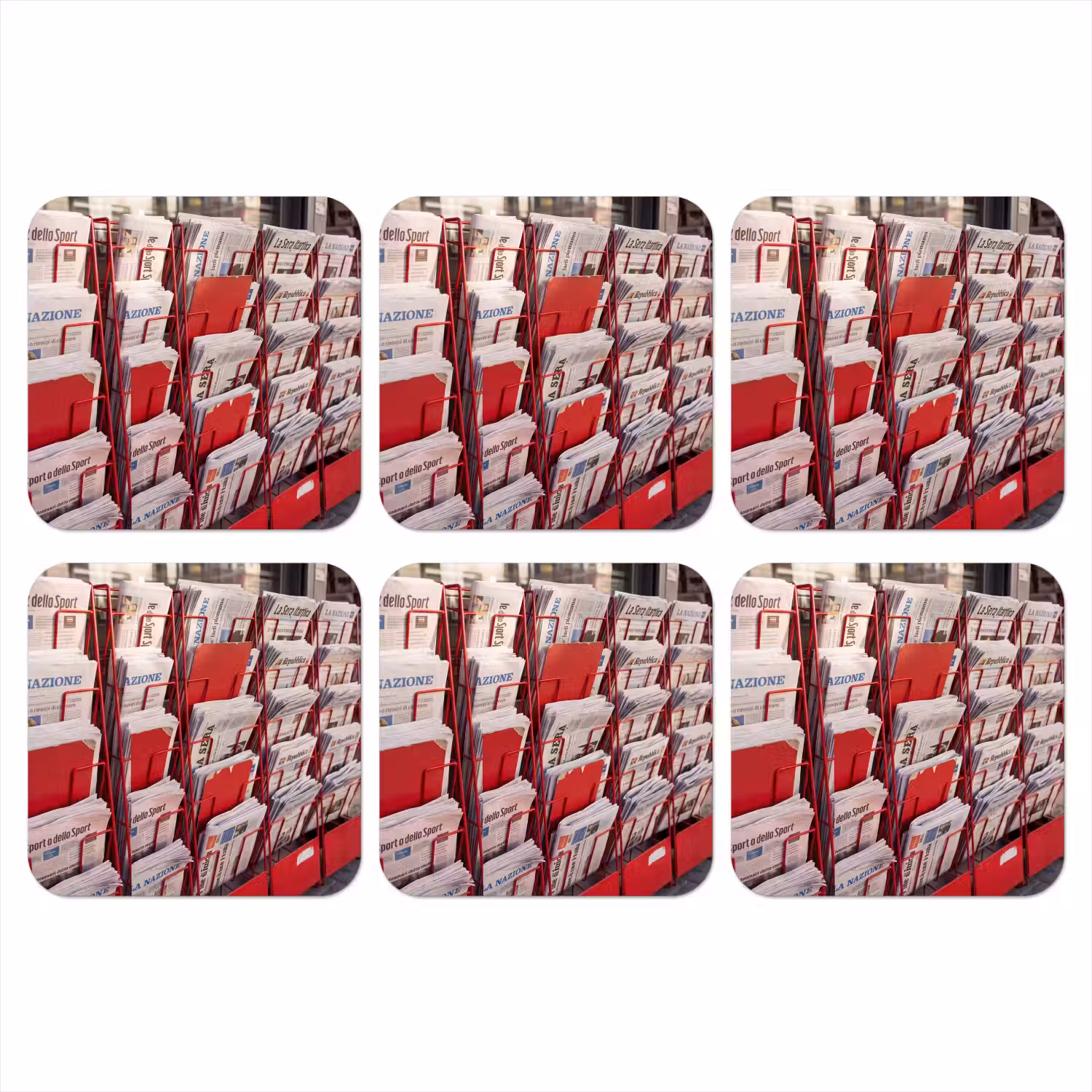 Kranten - Rek - Stedelijk - Dagelijks leven - Rood onderzetter kurk middel -3d