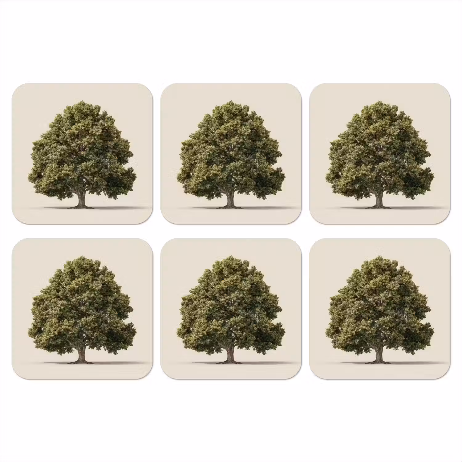 Eikenboom - Groen - Lichte achtergrond onderzetter kurk middel -3d