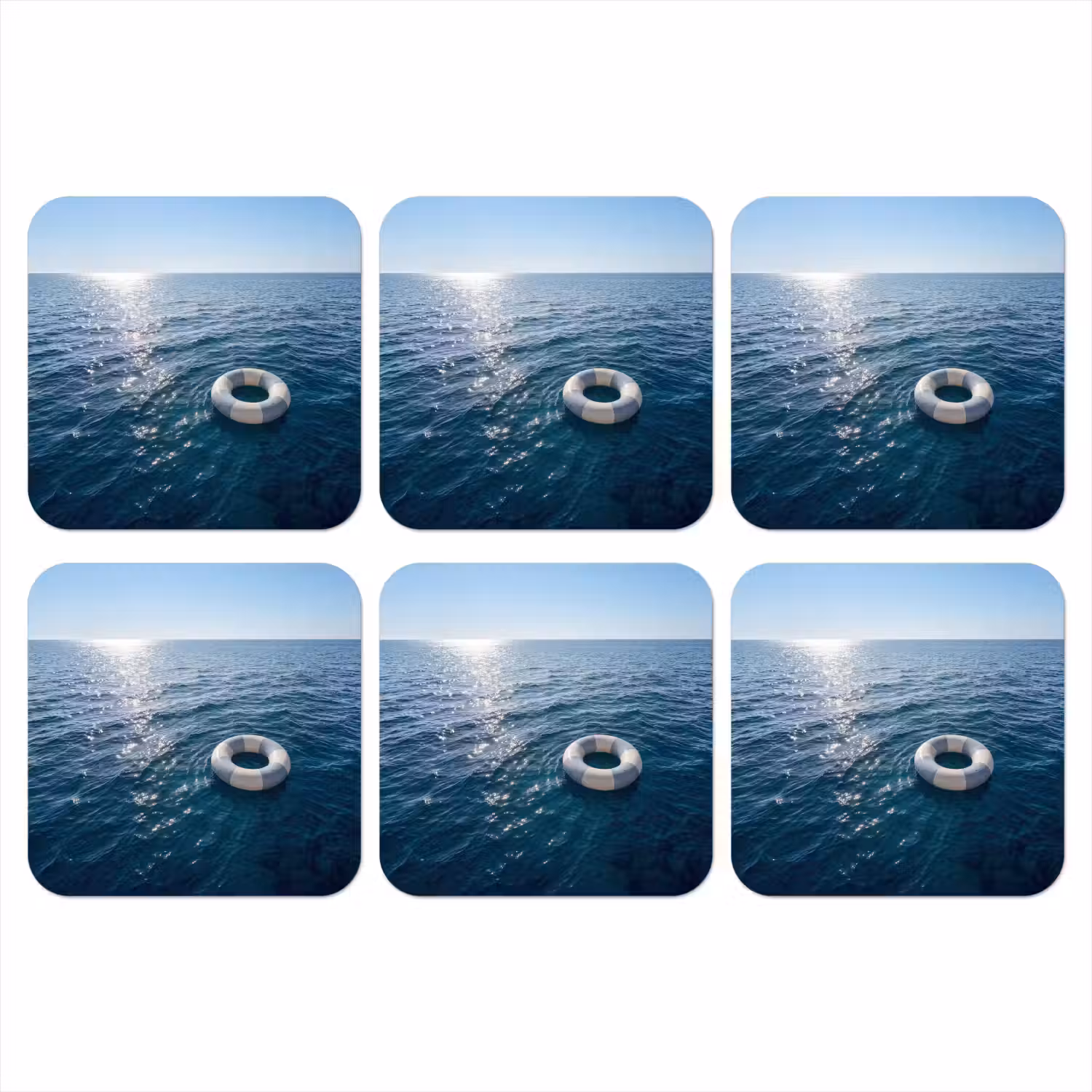 Oceaan - Zwemband - Horizon onderzetter kurk middel -3d
