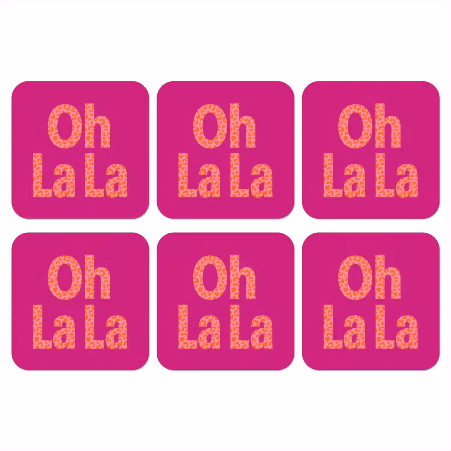 Oh la la - Luipaardprint - Roze onderzetter kurk middel -3d