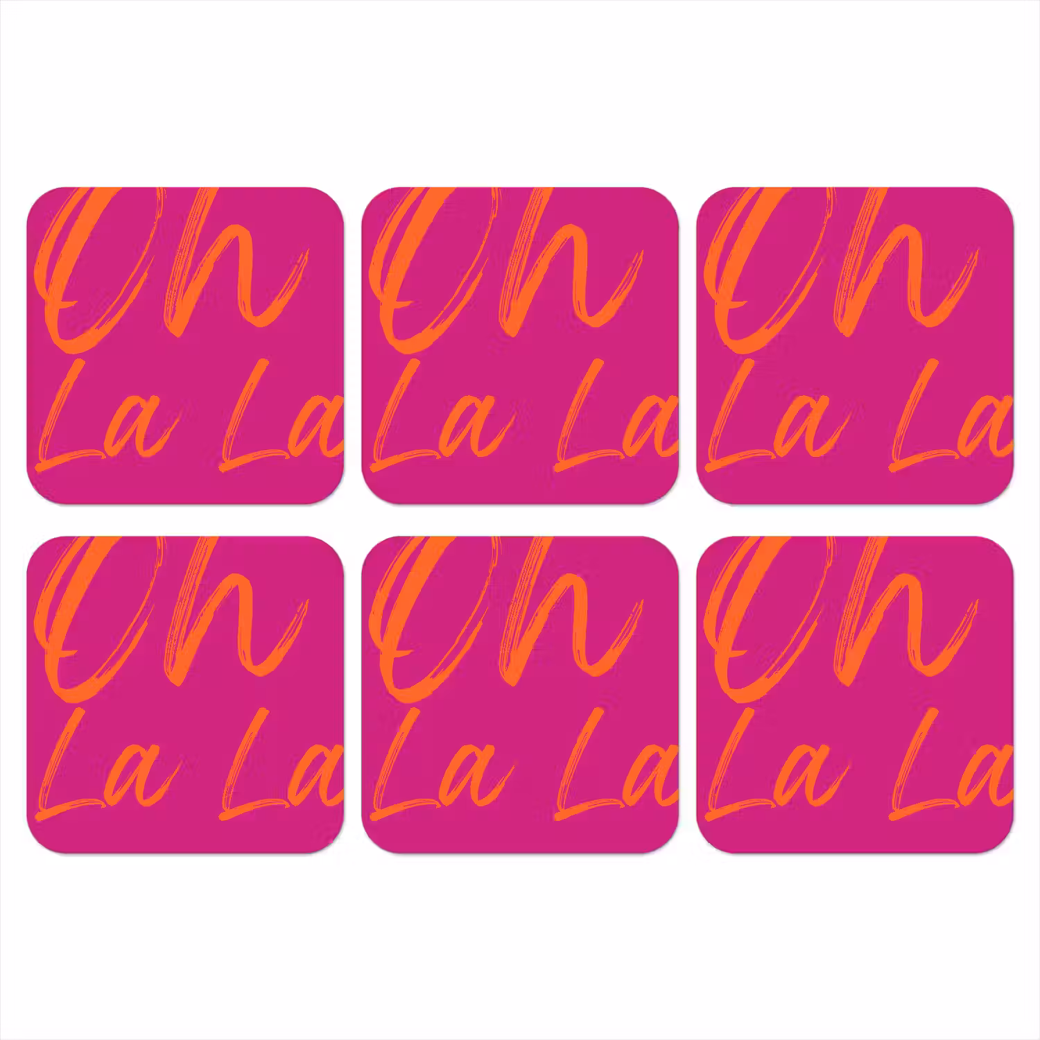Oh la la - Oranje - Roze onderzetter kurk middel -3d