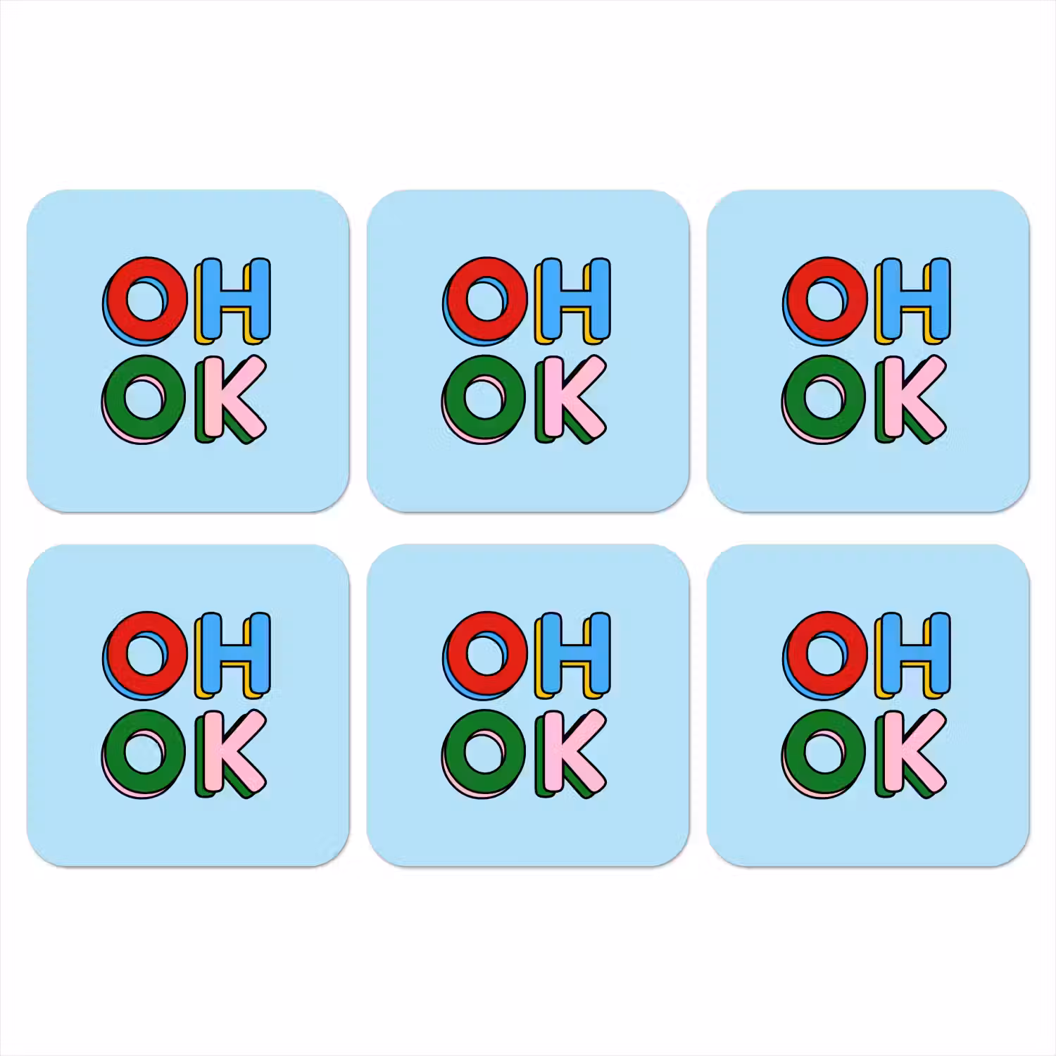 Oh ok - Blauw - Kleurrijk onderzetter kurk middel -3d