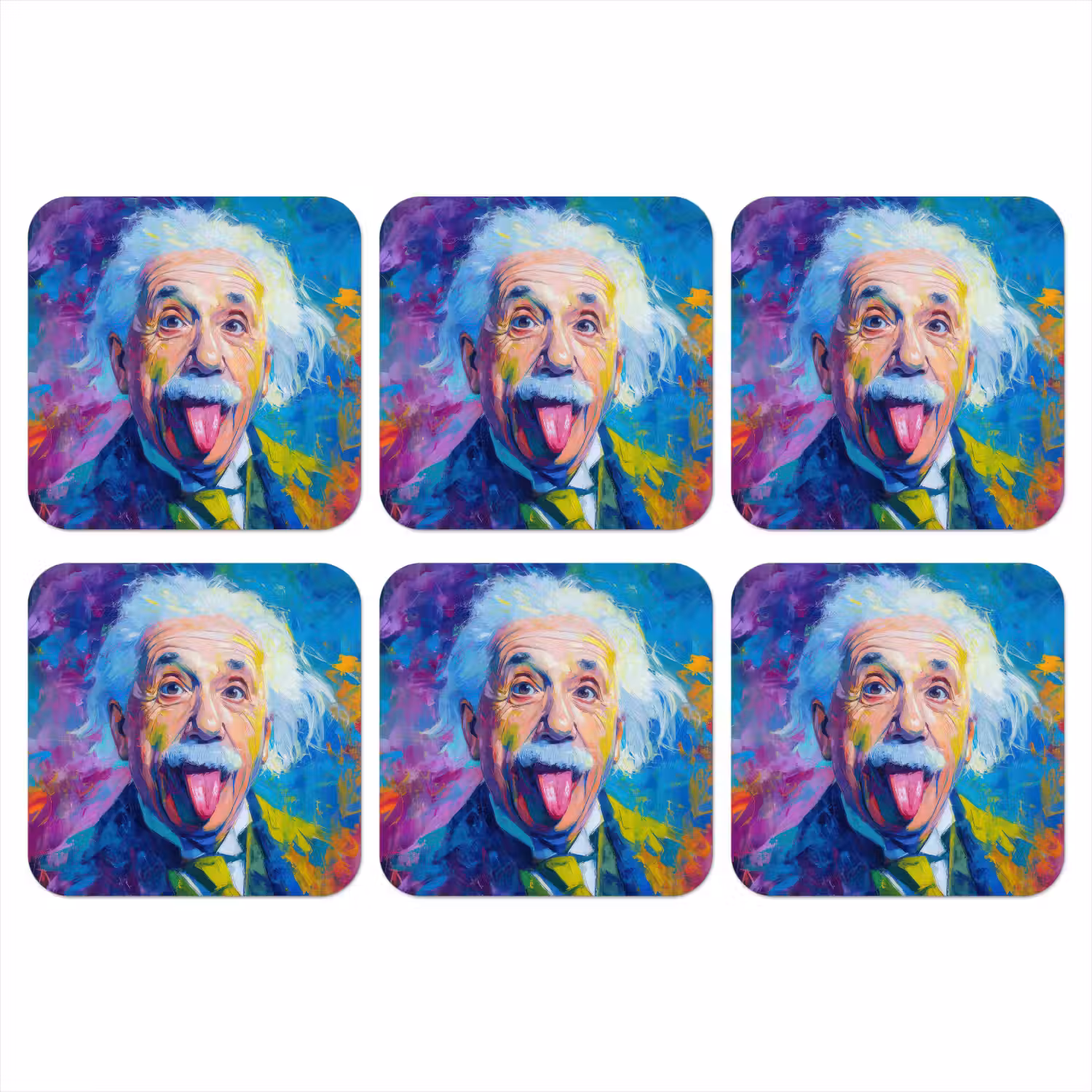 Oude man - Expressief - Kleurrijk onderzetter kurk middel -3d