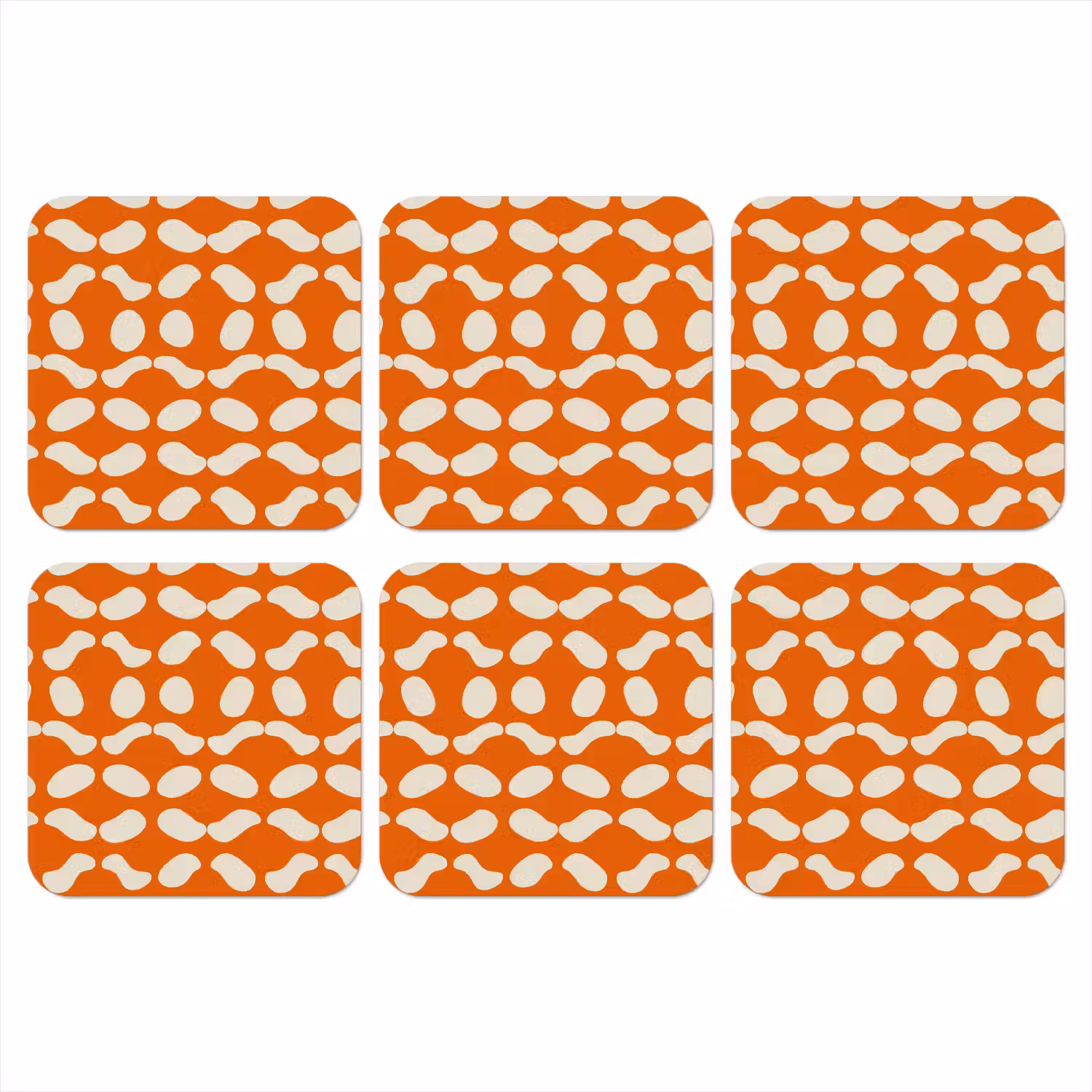 Oranje - Organische vormen - Wit onderzetter kurk middel 366 -3d