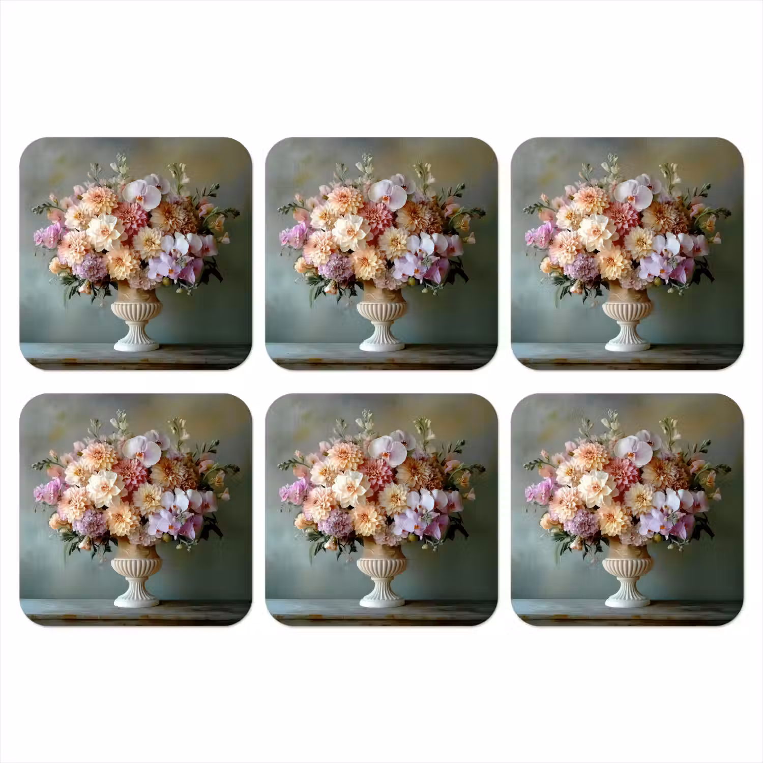 Orchidee - Boeket - Vaas - Bloemen onderzetter kurk middel -3d