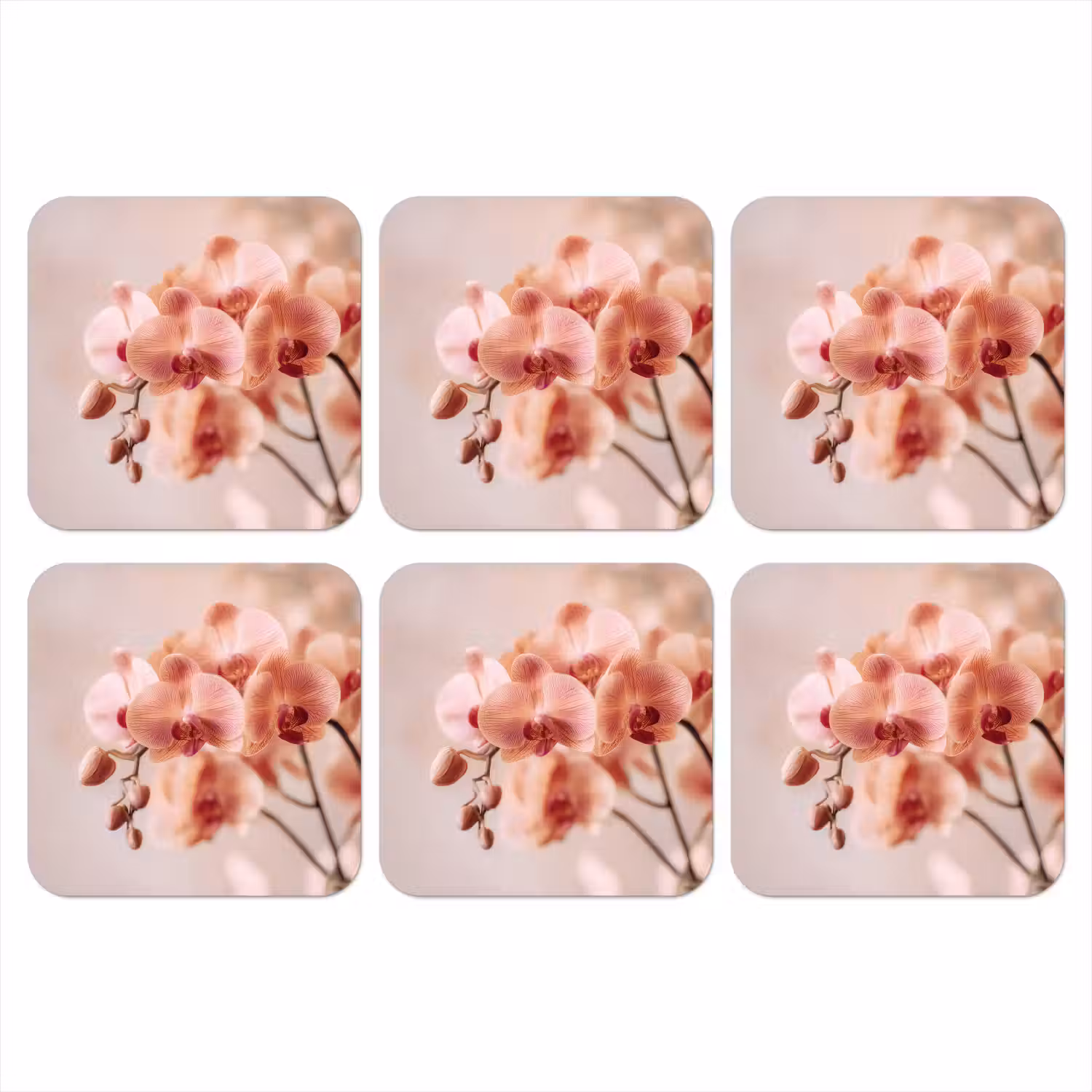 Orchidee - Bloemen - Roze - Bloemblaadjes onderzetter kurk middel -3d