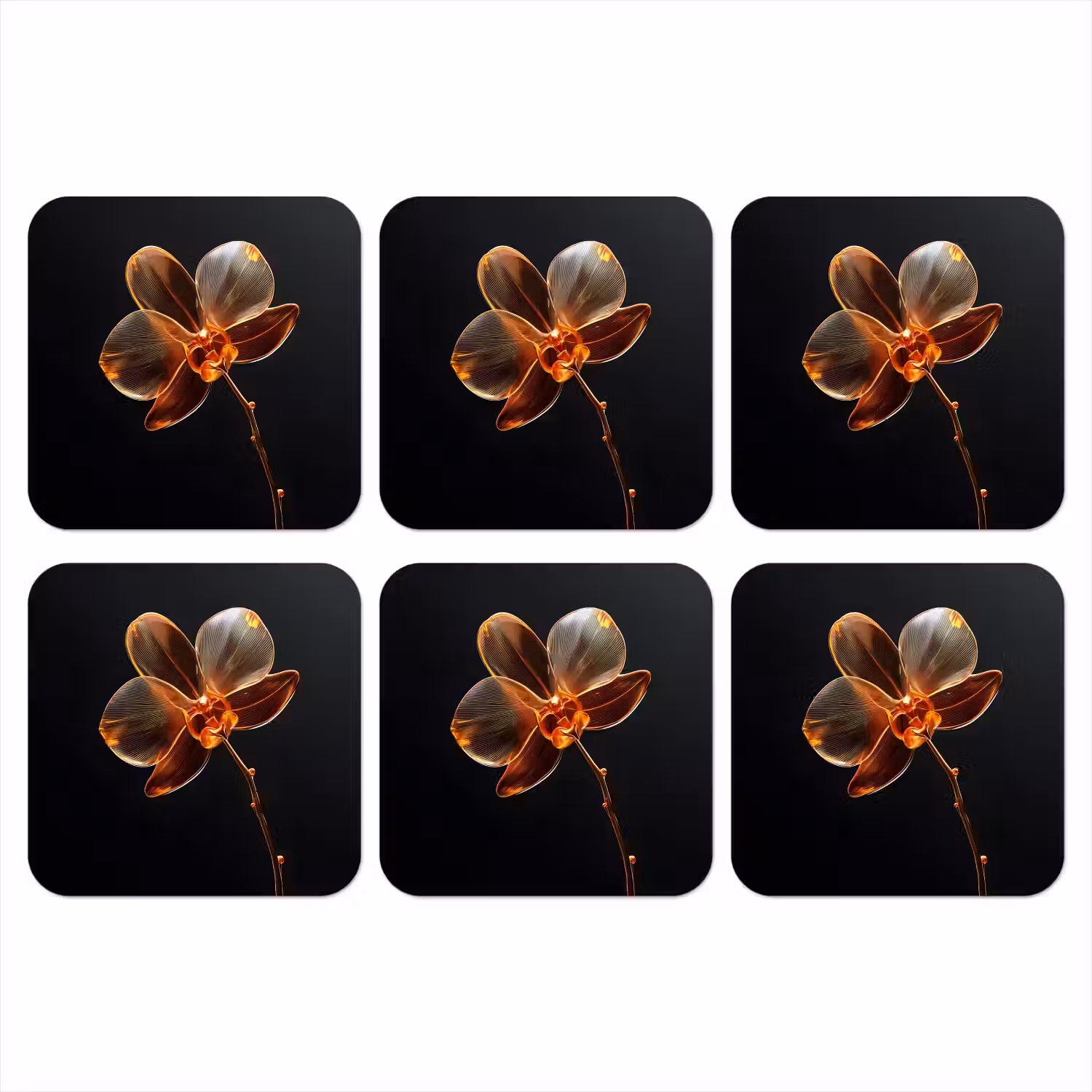 Orchidee - Doorzichtig - Bloem onderzetter kurk middel -3d
