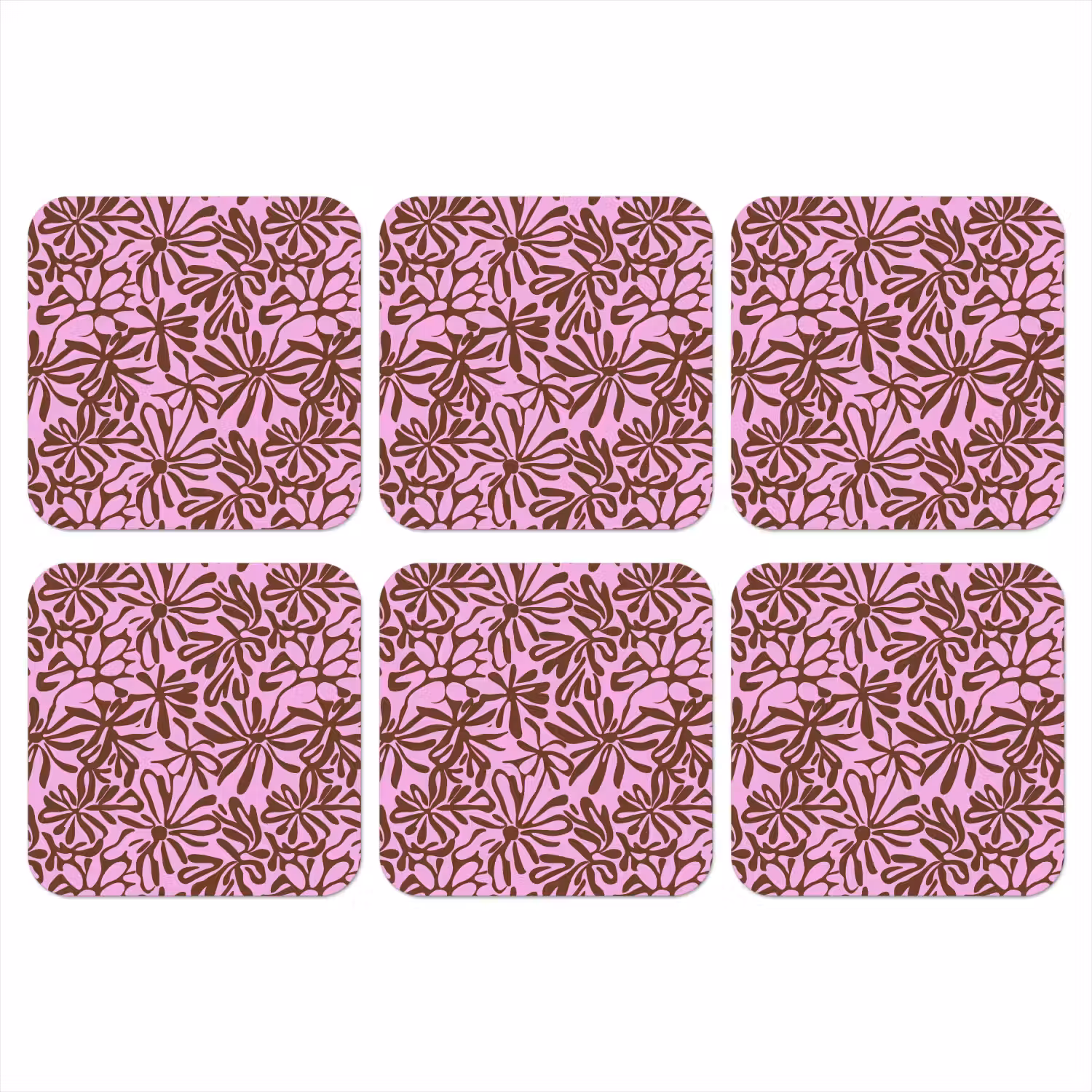 Organisch - Patroon - Roze onderzetter kurk middel 366 -3d