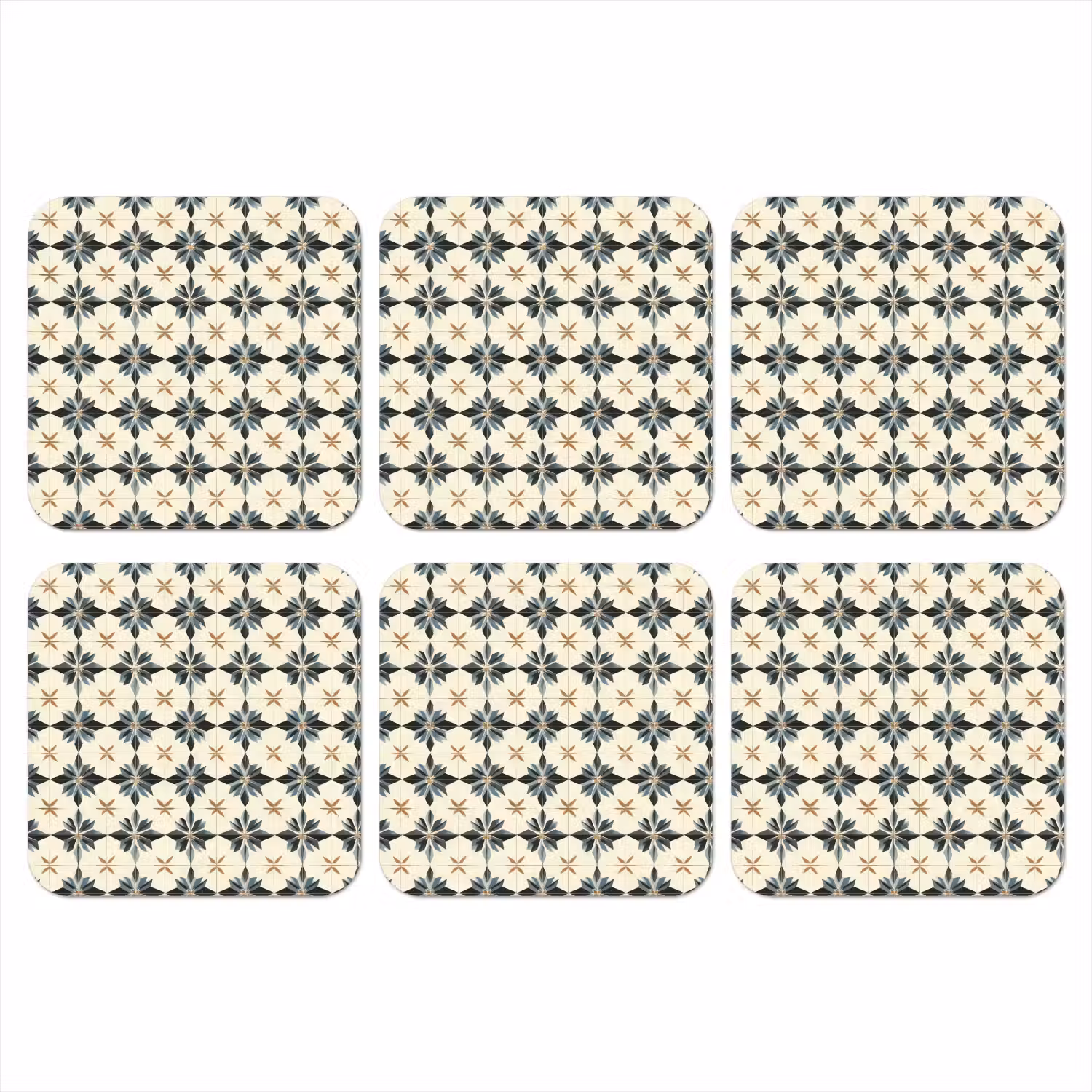 Sierlijk - Ornament - Blauw onderzetter kurk middel 366 -3d