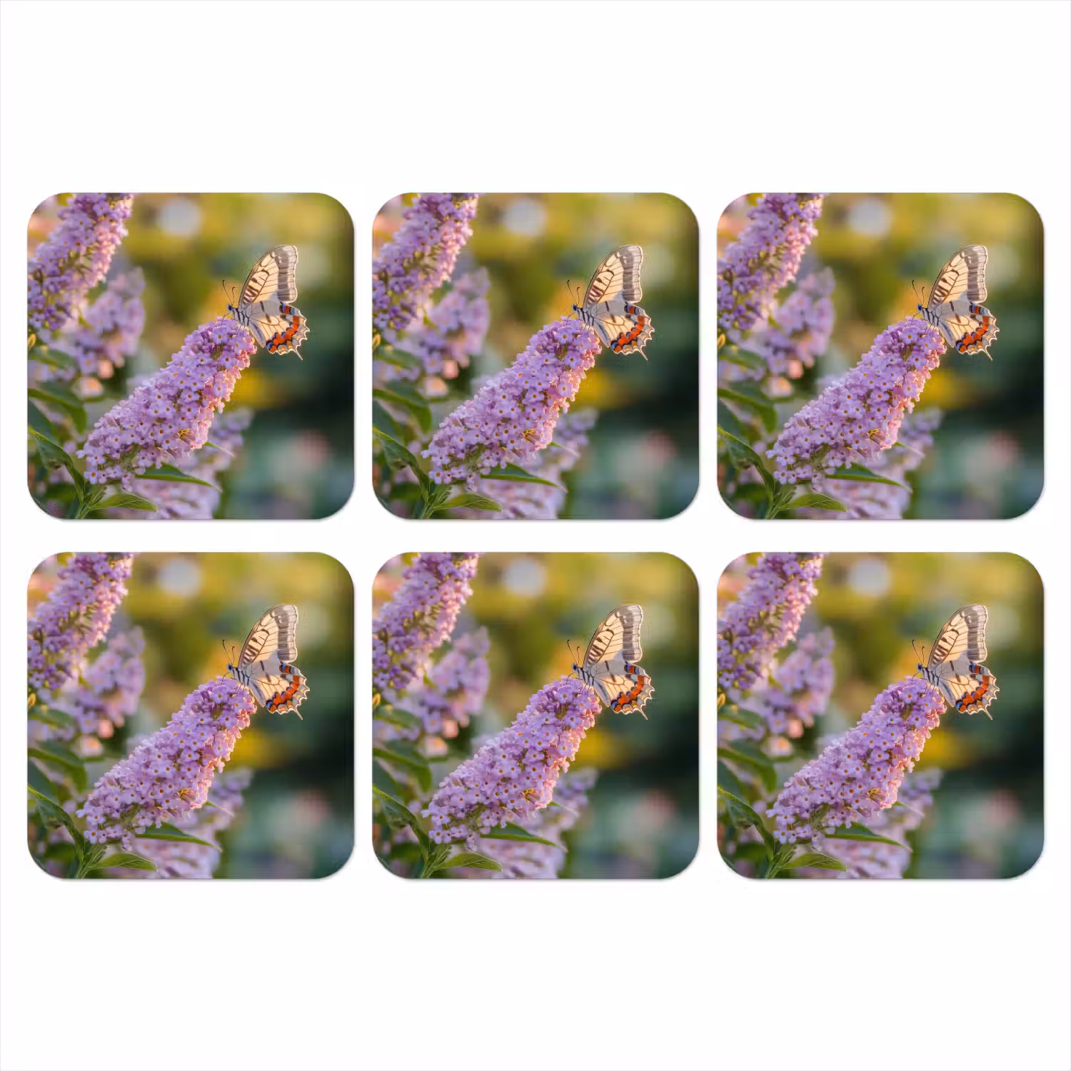 Sierlijke - Vlinder - Paarse - Bloemen onderzetter kurk middel -3d