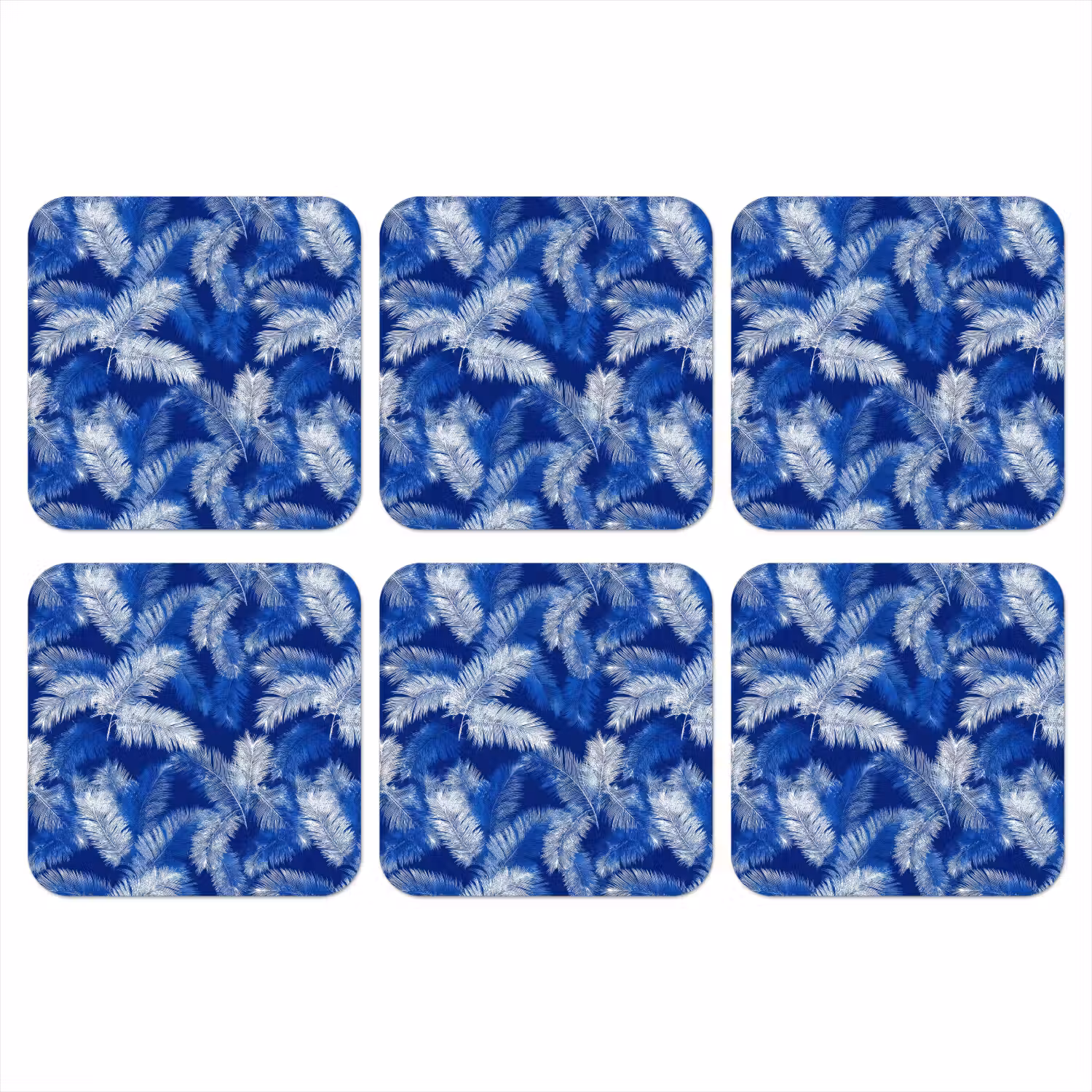 Palmblad - Patroon - Blauw onderzetter kurk middel 366 -3d
