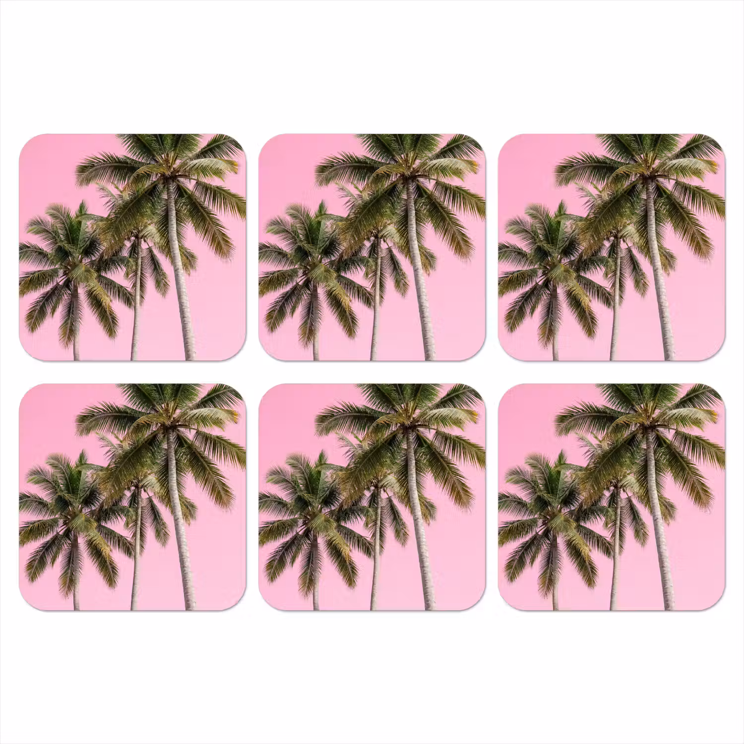 Palmboom - Tropisch - Pink onderzetter kurk middel -3d