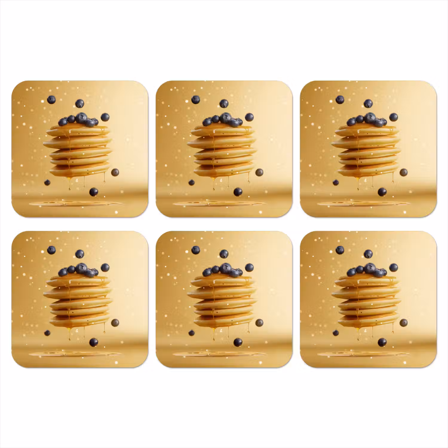 Pannenkoeken - Eten - Honing - Geel onderzetter kurk middel -3d