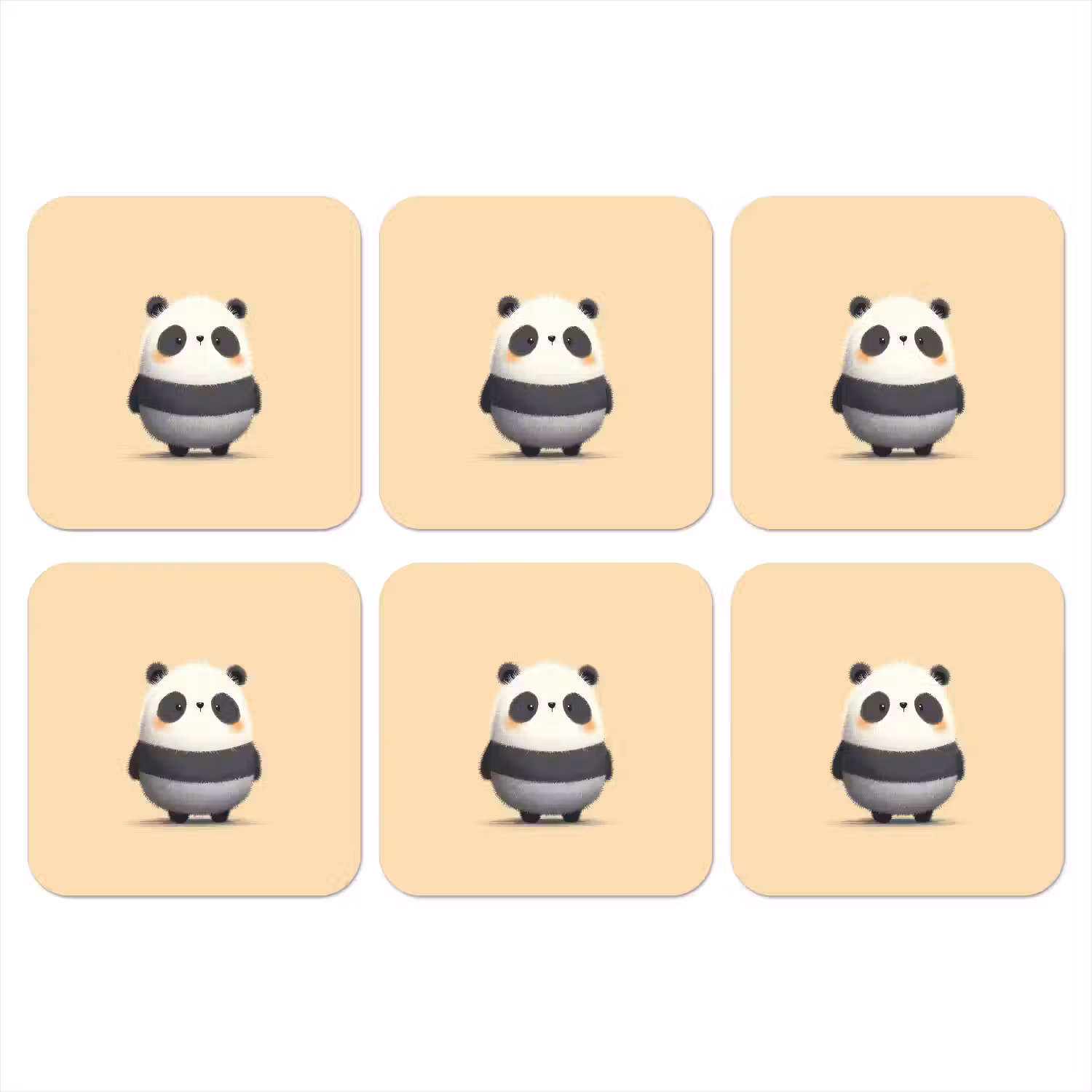 Panda - Beige - Minimalistisch onderzetter kurk middel -3d