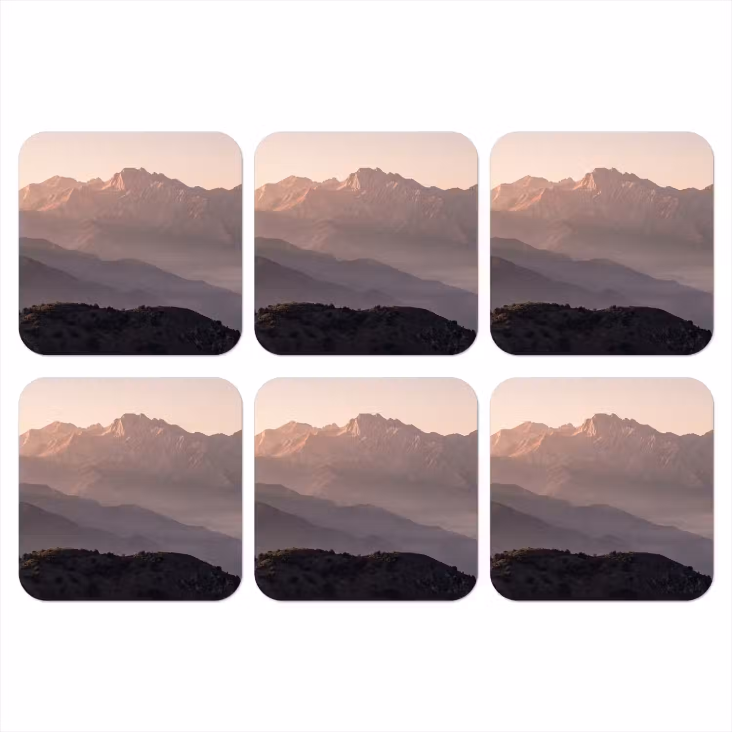 Panorama - Landschap - Bergen onderzetter kurk middel -3d