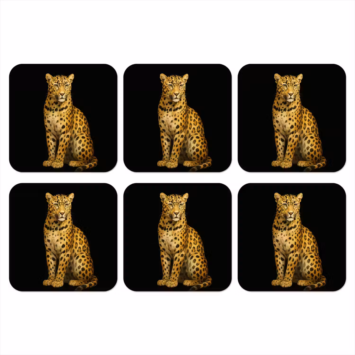 Panter - Realistisch - Bruin onderzetter kurk middel -3d