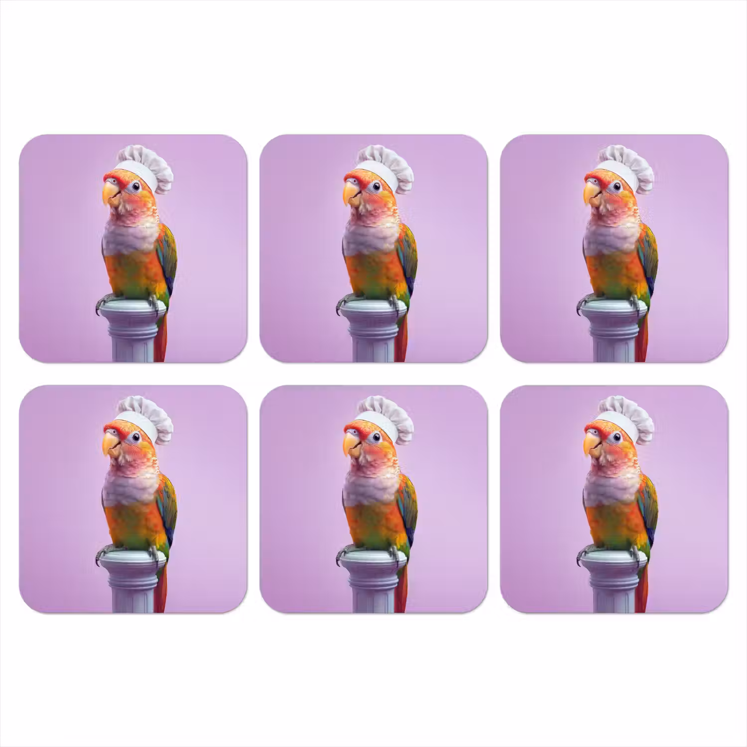 Papegaai - Koksmuts - Pilaar - Vogel onderzetter kurk middel -3d