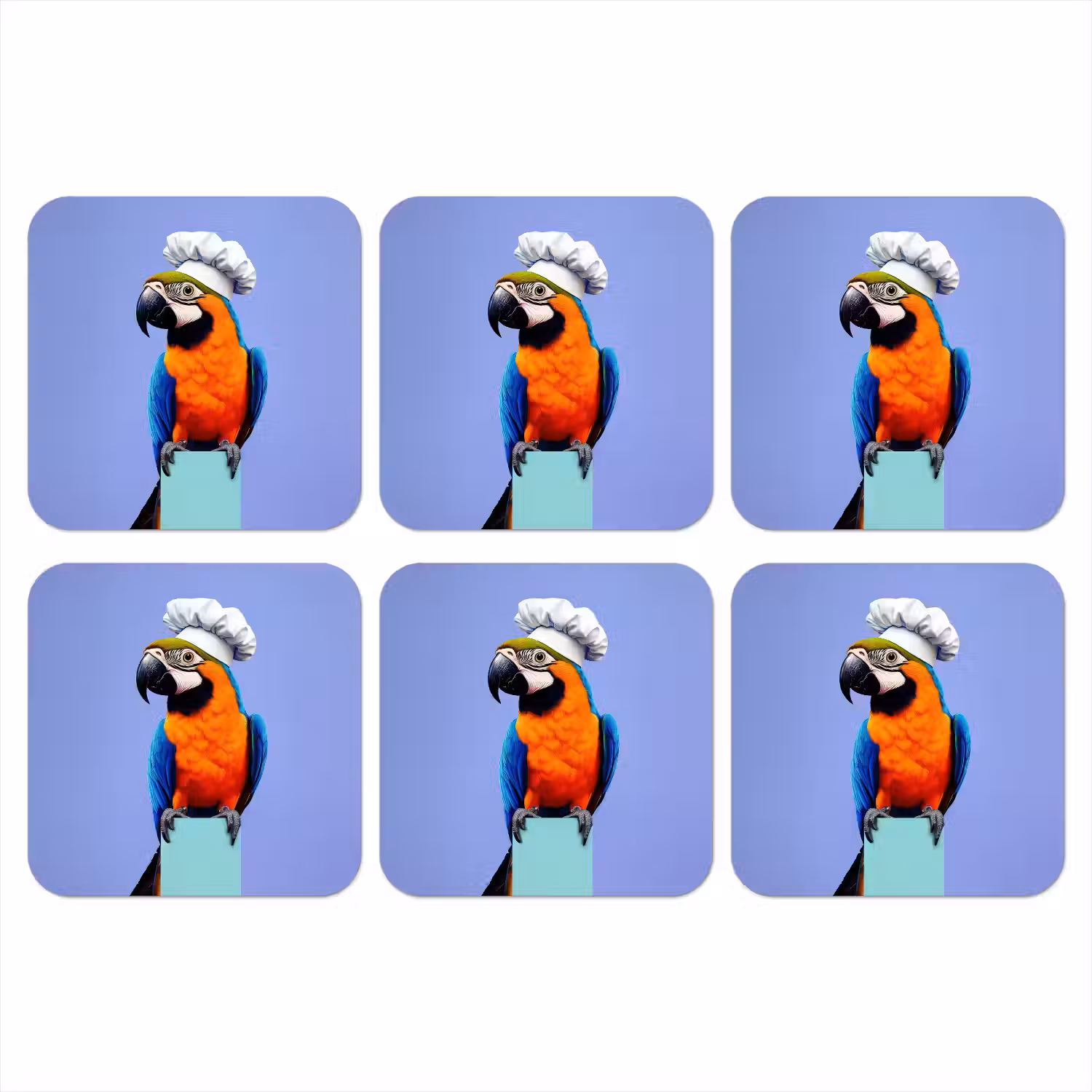 Papegaai - Koksmuts - Vogel - Leuk onderzetter kurk middel -3d