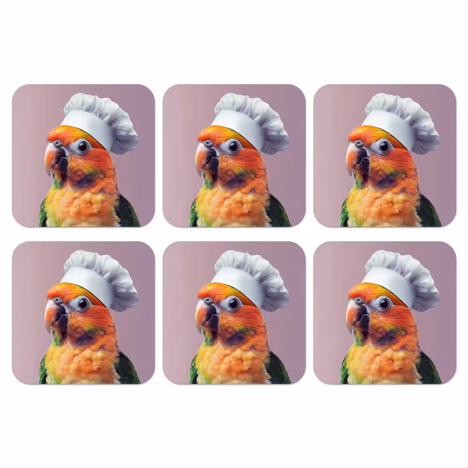 Papegaai - Koksmuts - Nieuwsgierig - Vogel onderzetter kurk middel -3d
