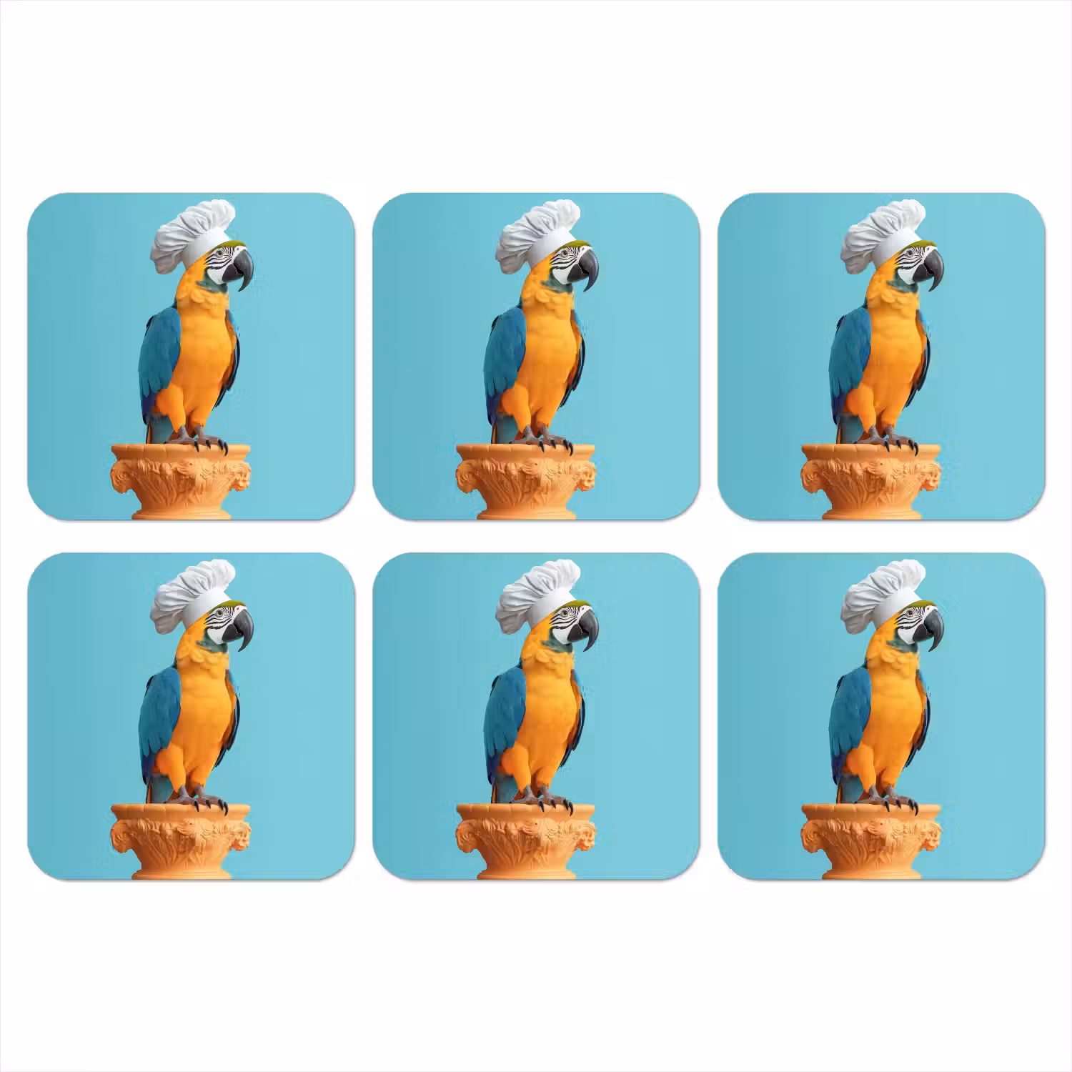 Papegaai - Koksmuts - Grappig - Vogel onderzetter kurk middel -3d