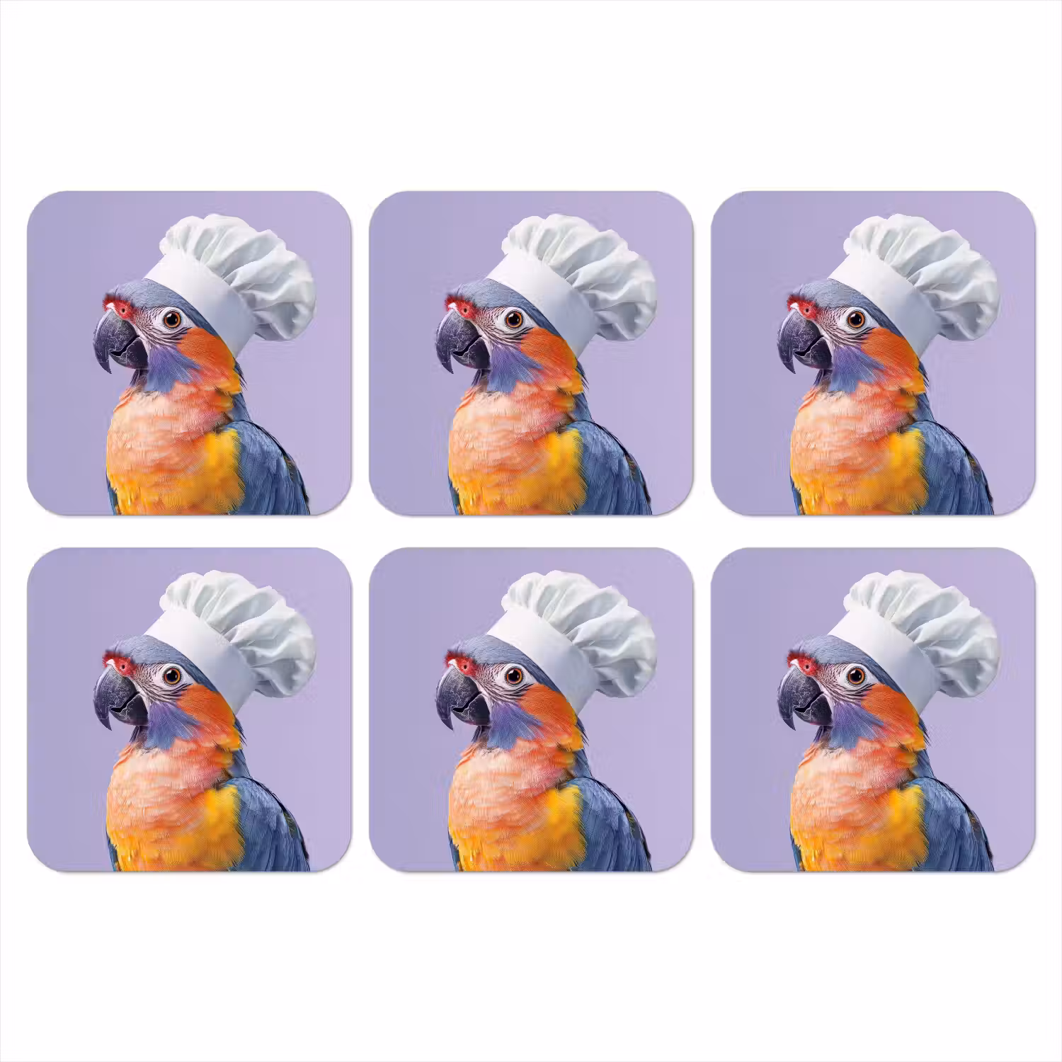 Papegaai - Koksmuts - Paars - Cute onderzetter kurk middel -3d