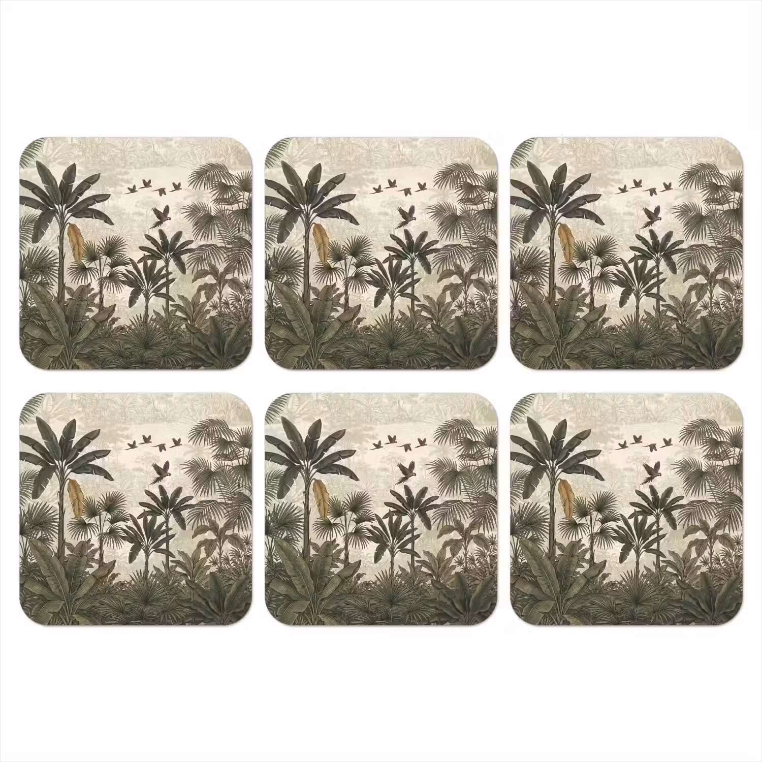 Papagaaien - Jungle - Tropisch - Green onderzetter kurk middel -3d