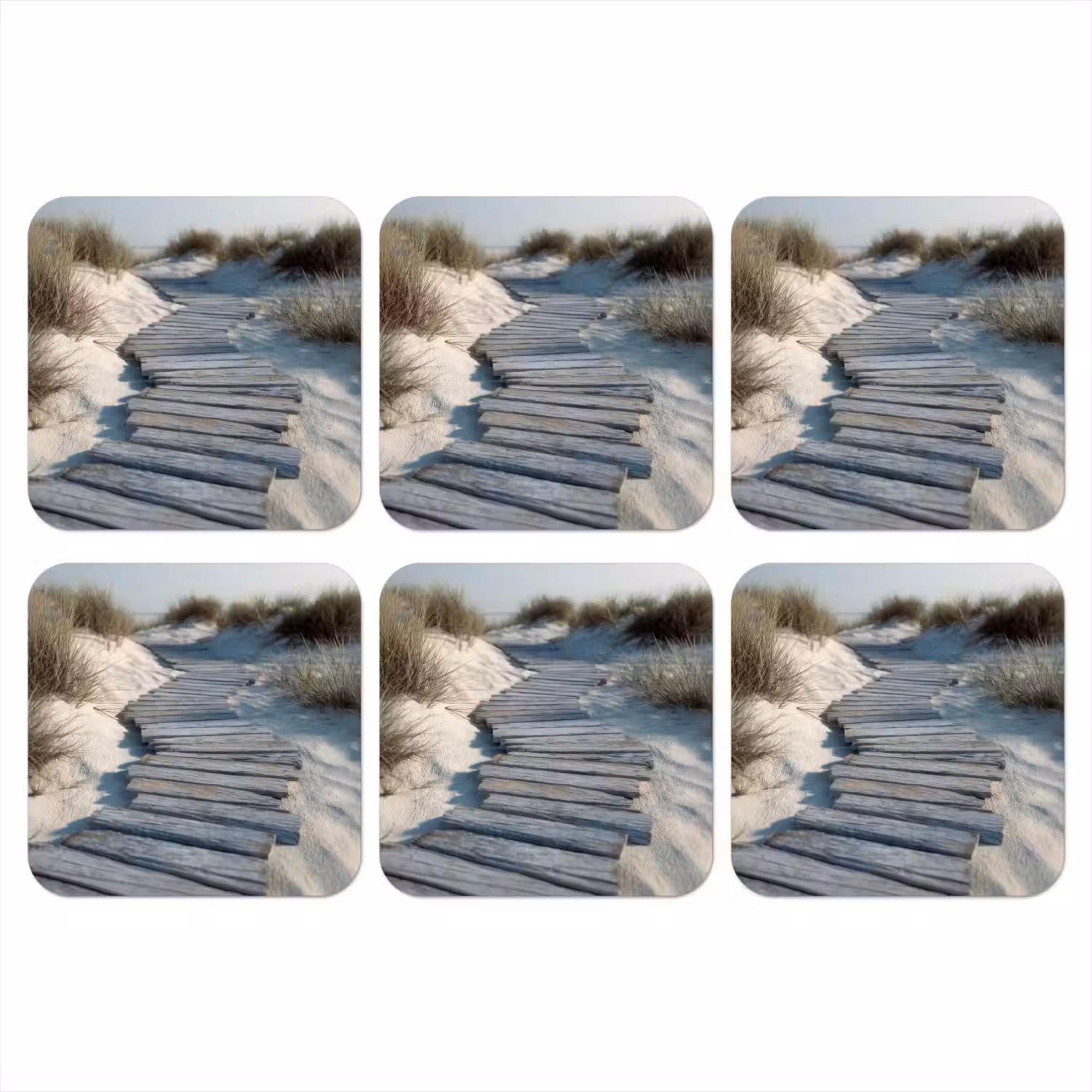 Pad - Planken - Duinen - Gras onderzetter kurk middel -3d