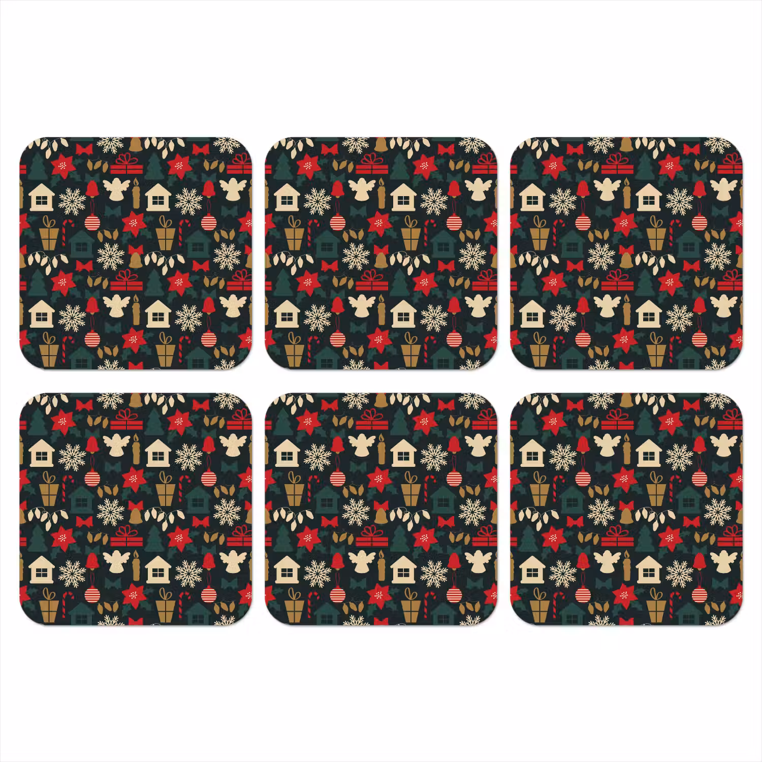 Patroon - Kerst - Symbolen onderzetter kurk middel 366 -3d