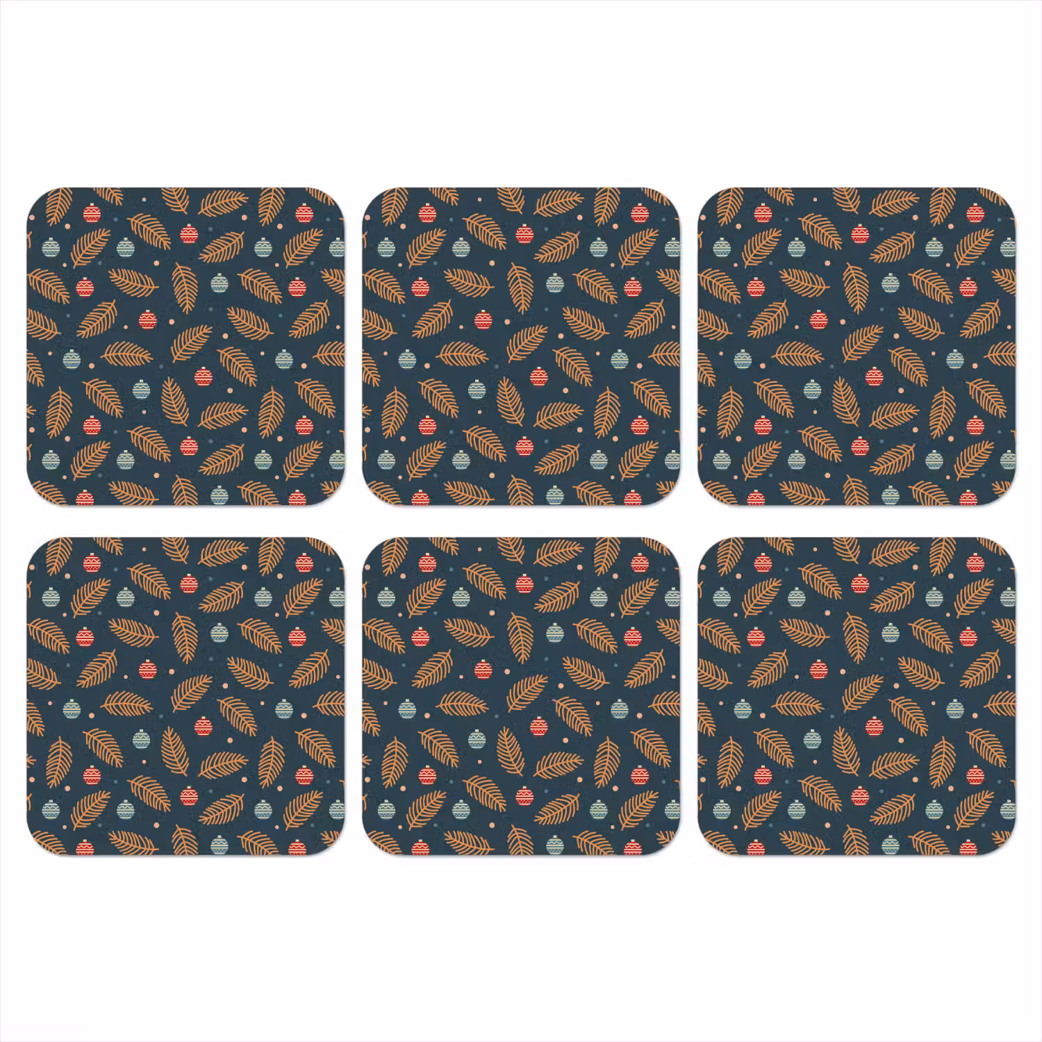 Patroon - Kerst - Symbolen - Donkerblauw onderzetter kurk middel 366 -3d