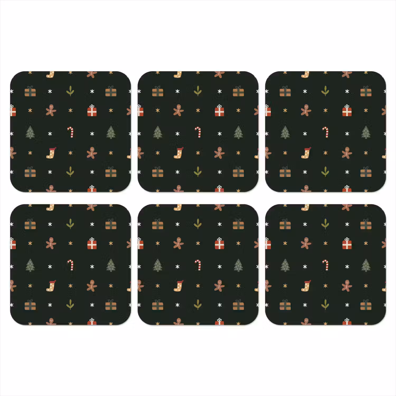 Patroon - Kerstsymbolen - Groen onderzetter kurk middel 366 -3d