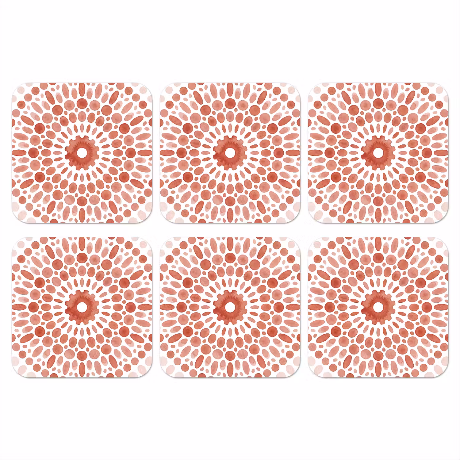 Patroon - Cirkels - Abstract - Modern - Rood onderzetter kurk middel -3d