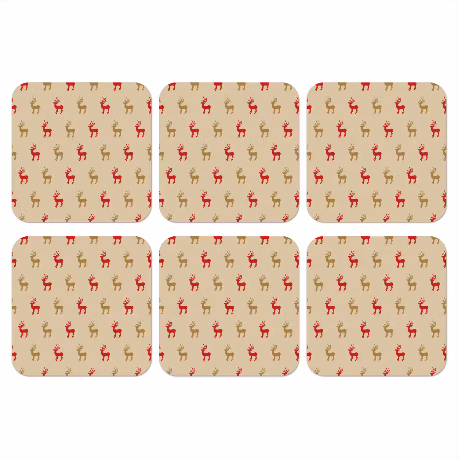 Patroon - Herten - Beige onderzetter kurk middel 366 -3d