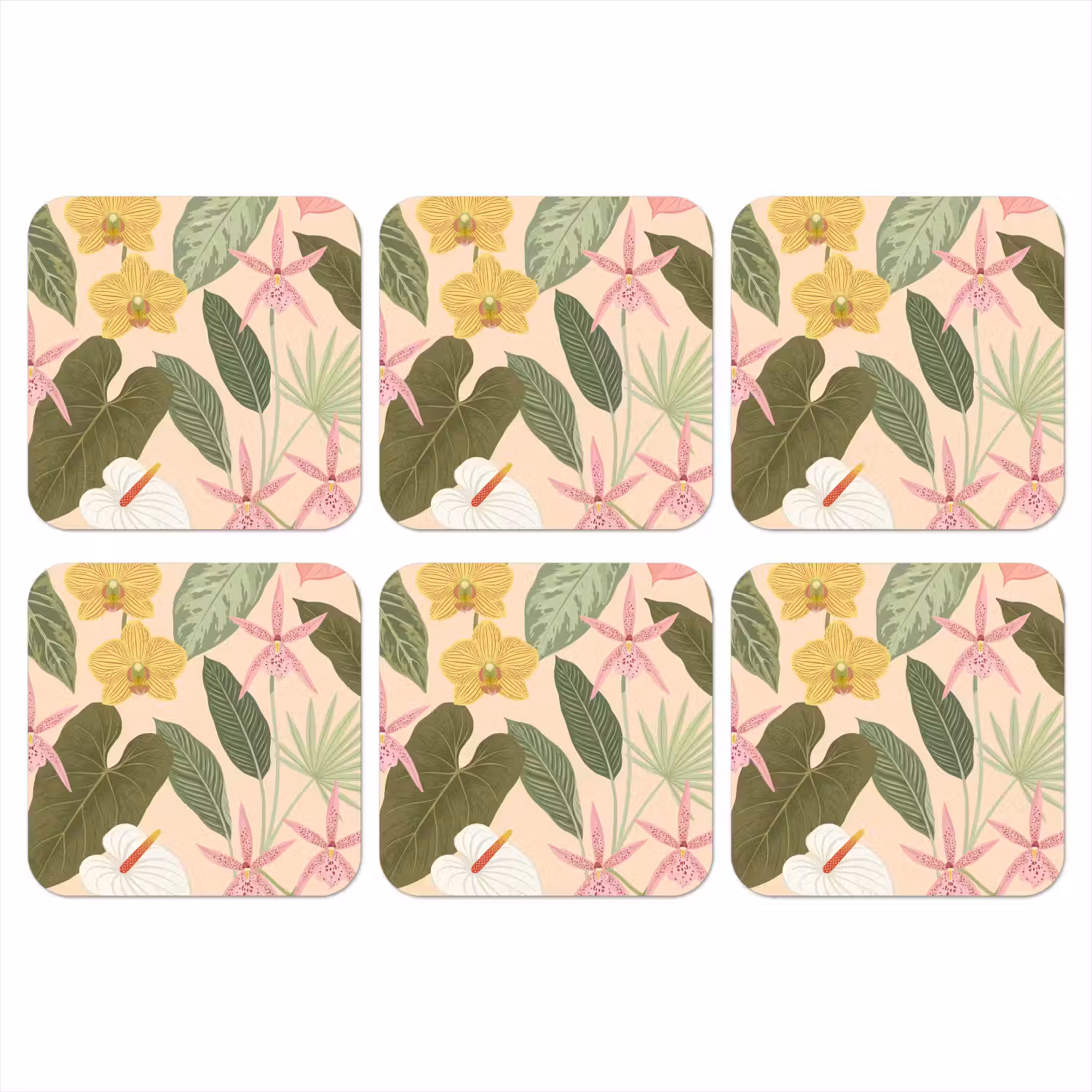 Patroon - Bloemen - Kleurrijk onderzetter kurk middel -3d