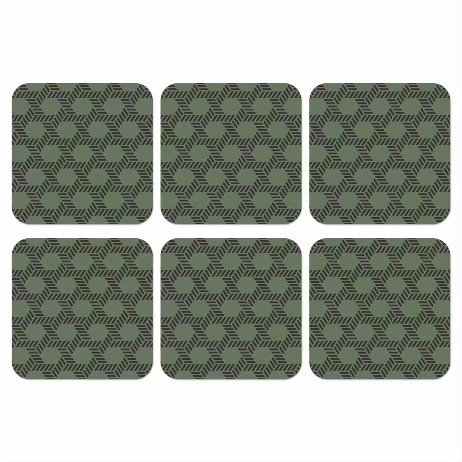 Patroon - Groen - Geometrisch onderzetter kurk middel 366 -3d