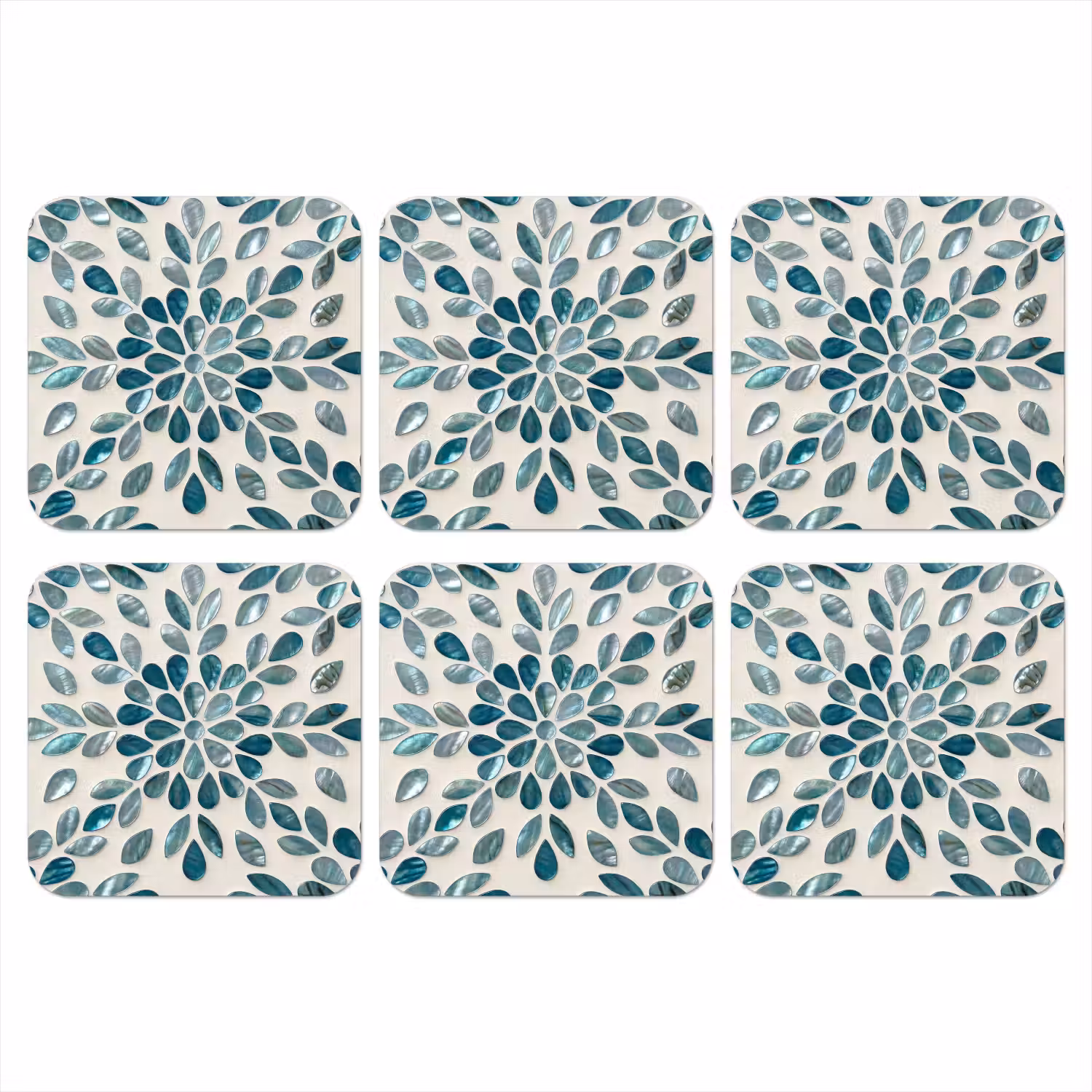 Patroon - Bladeren - Abstract - Modern - Turquoise onderzetter kurk middel -3d