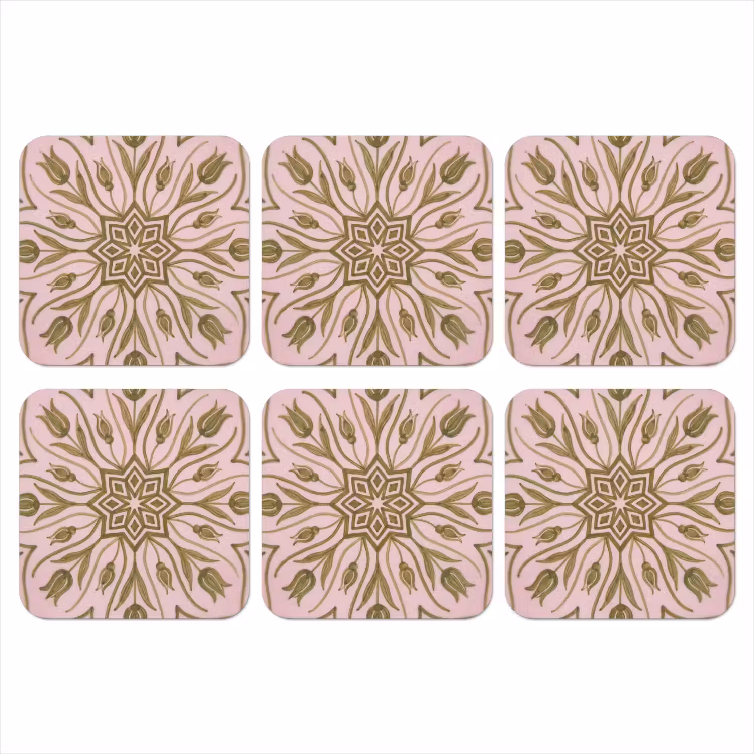 Patroon - Mandala - Decoratie - Abstract - Groen onderzetter kurk middel -3d