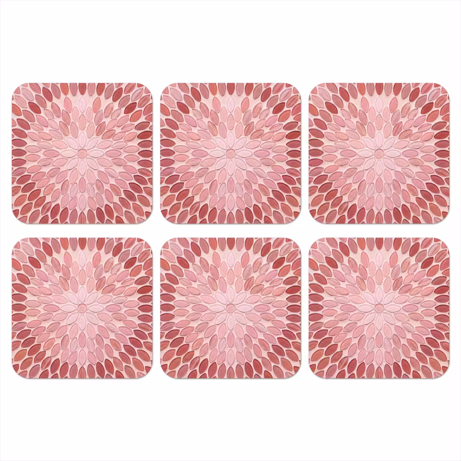 Patroon - Mozaïek - Ovaal - Abstract - Roze onderzetter kurk middel -3d