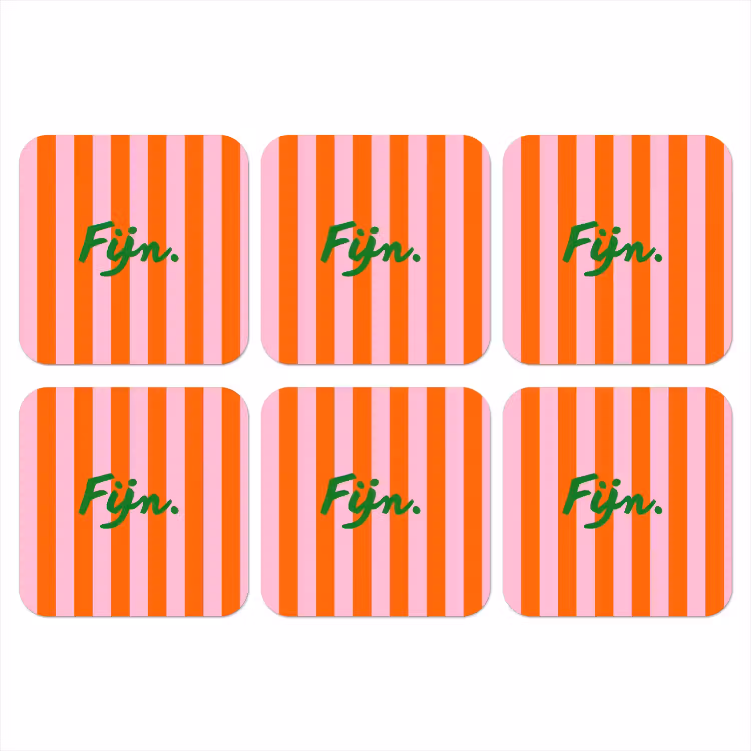 Patroon - Oranje - Fijn - Strepen onderzetter kurk middel -3d
