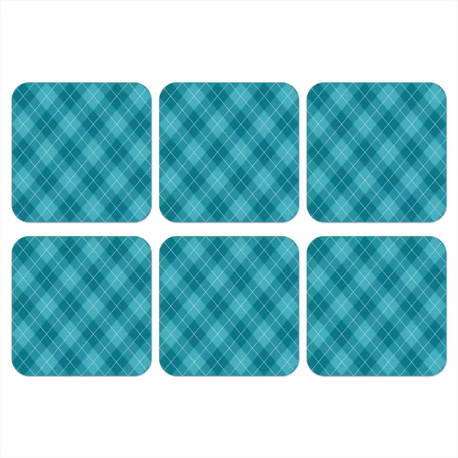Patroon - Ruiten - Blauw onderzetter kurk middel 366 -3d