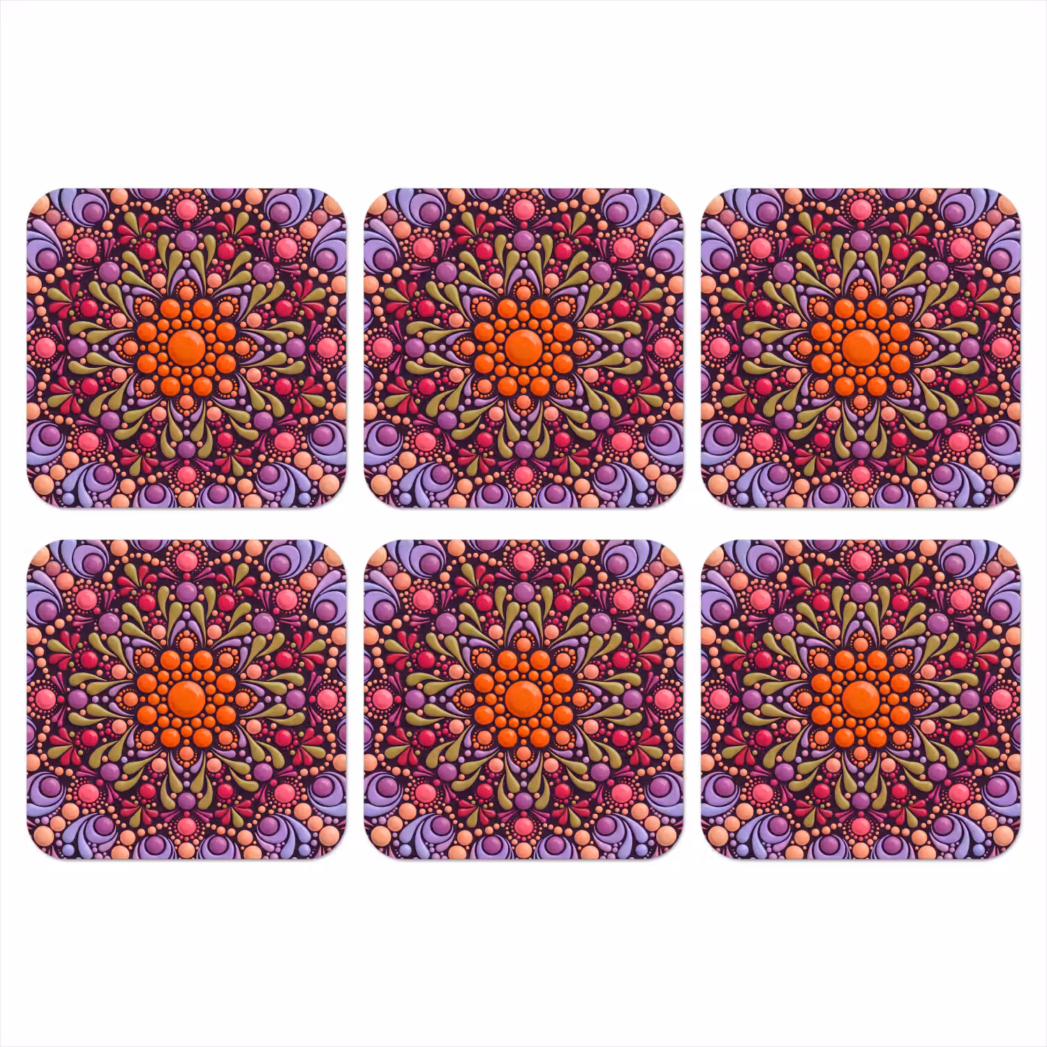 Patroon - Stippen - Abstract - Modern - Kleurrijk onderzetter kurk middel -3d