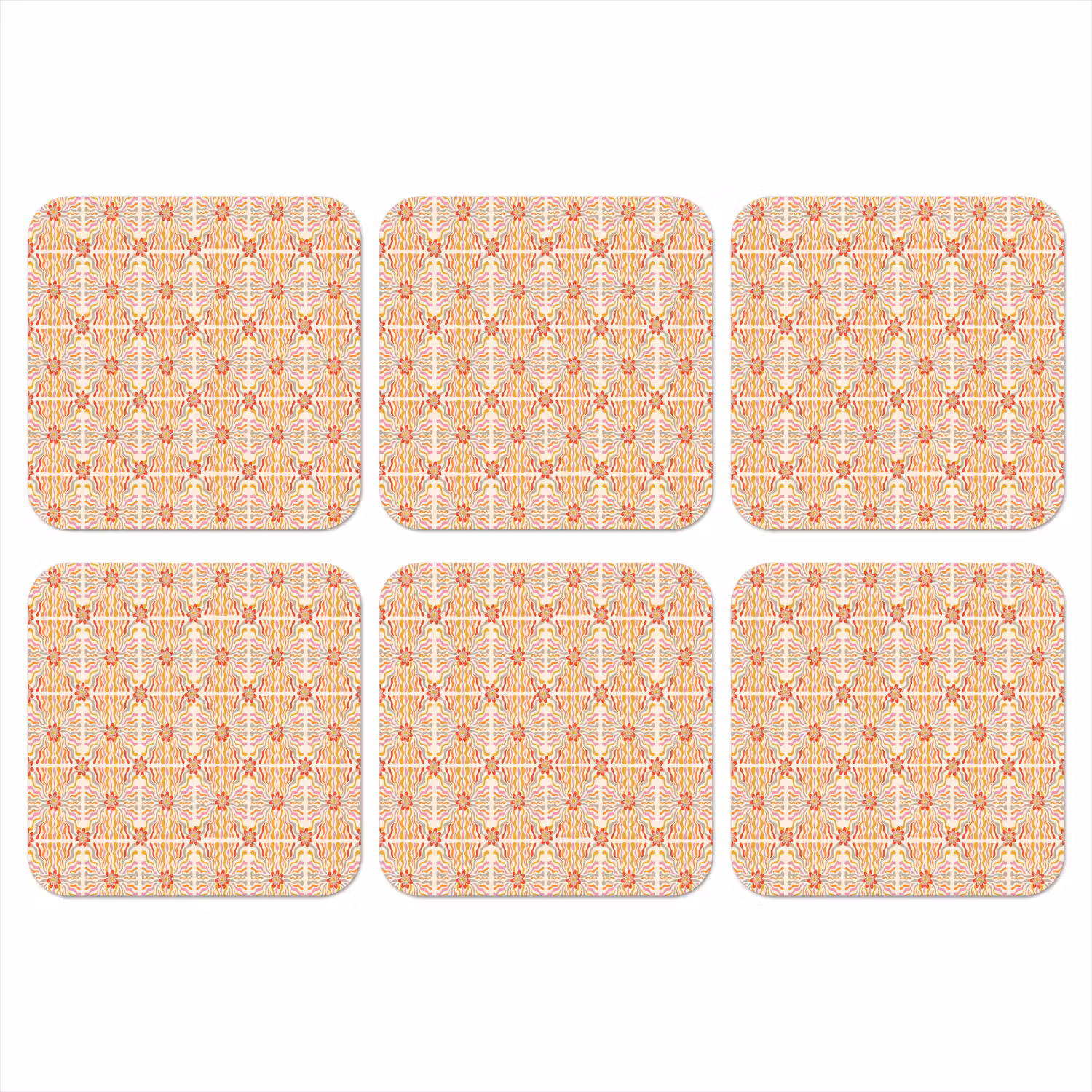 Patroon - Retro - Kleur onderzetter kurk middel 366 -3d