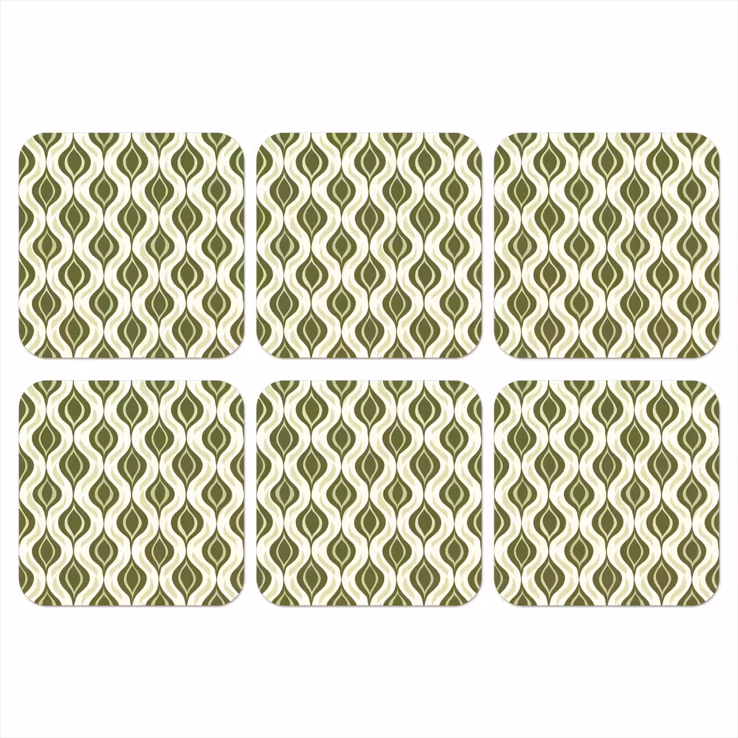 Patroon - Retro - Groen onderzetter kurk middel 366 -3d