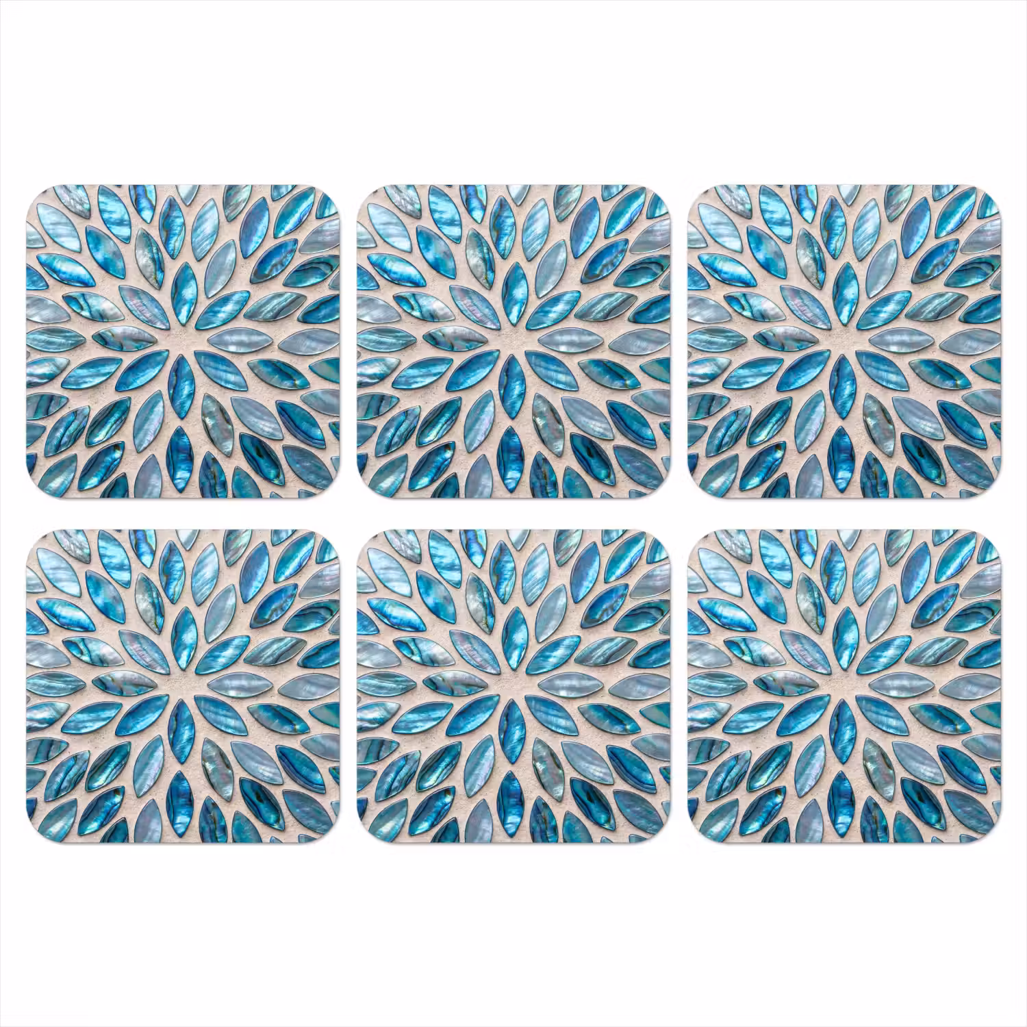 Patroon - Glans - Abstract - Blauw - Decoratie onderzetter kurk middel -3d
