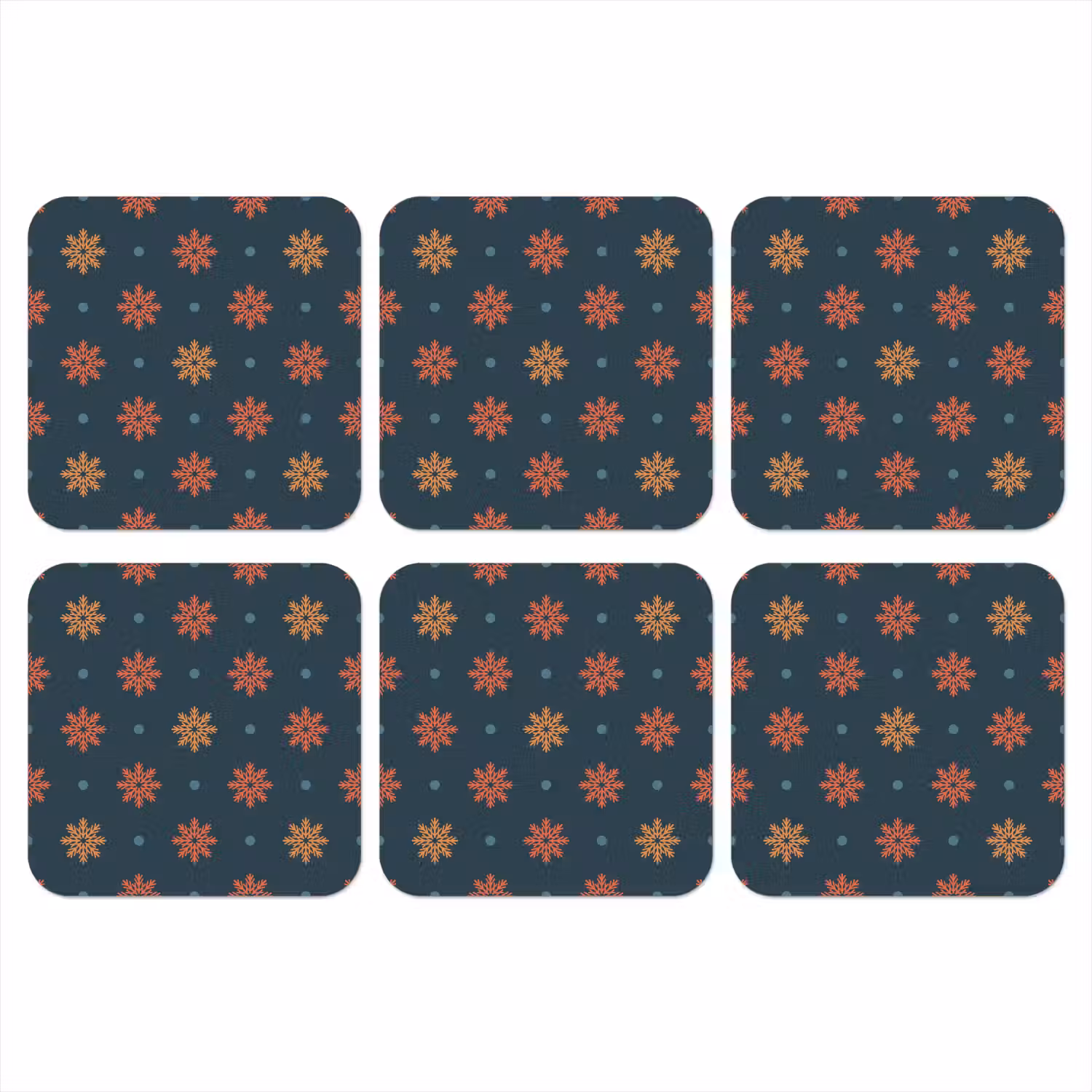 Patroon - Sneeuwvlokken - Blauw onderzetter kurk middel 366 -3d