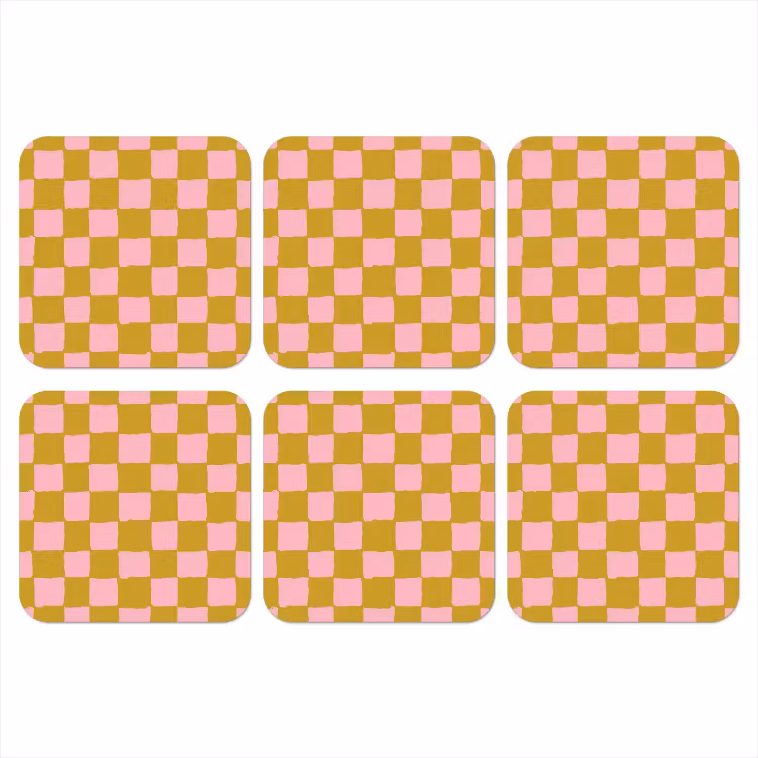 Patroon - Vierkant - Roze onderzetter kurk middel 366 -3d