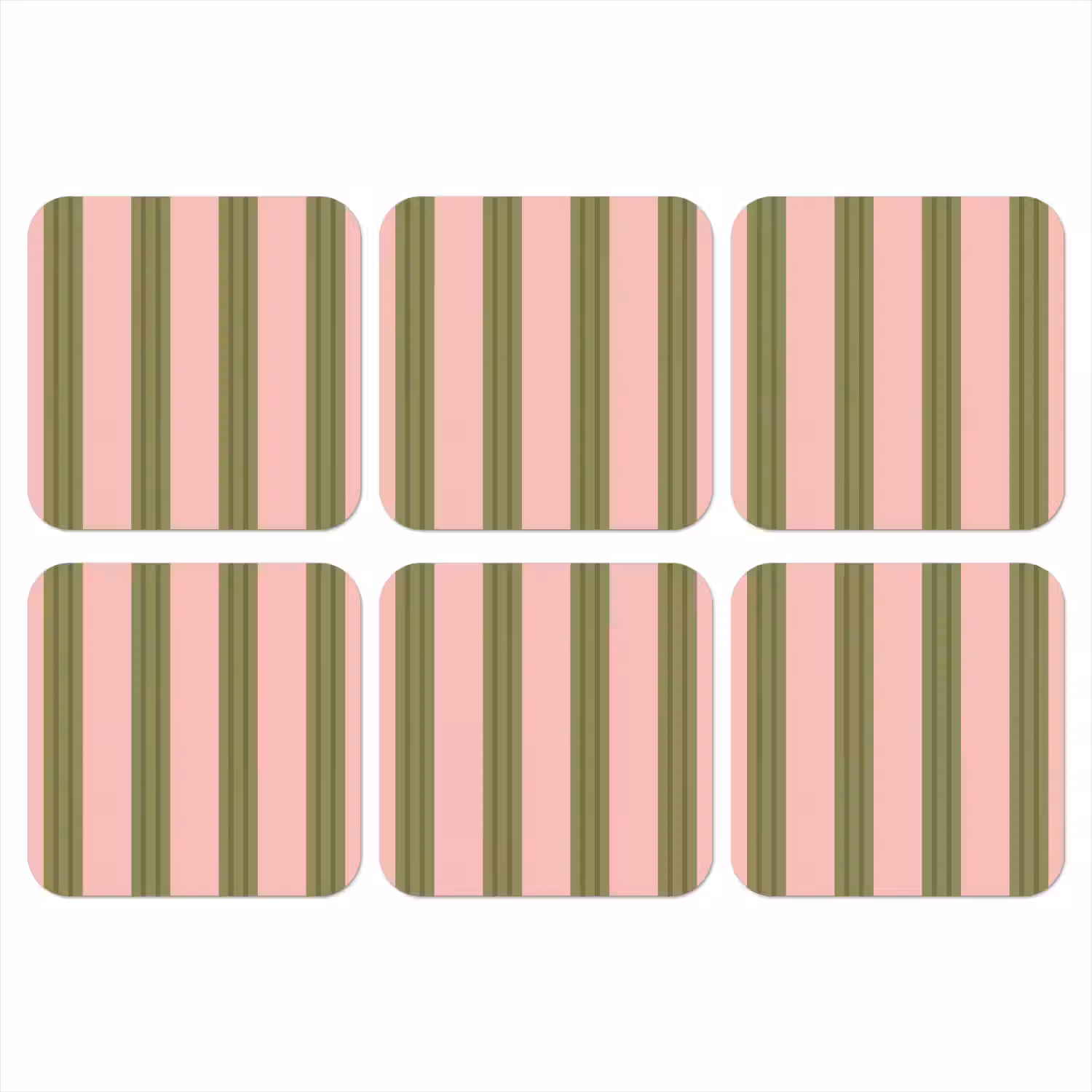 Patroon - Strepen - Abstract - Roze - Groen onderzetter kurk middel -3d