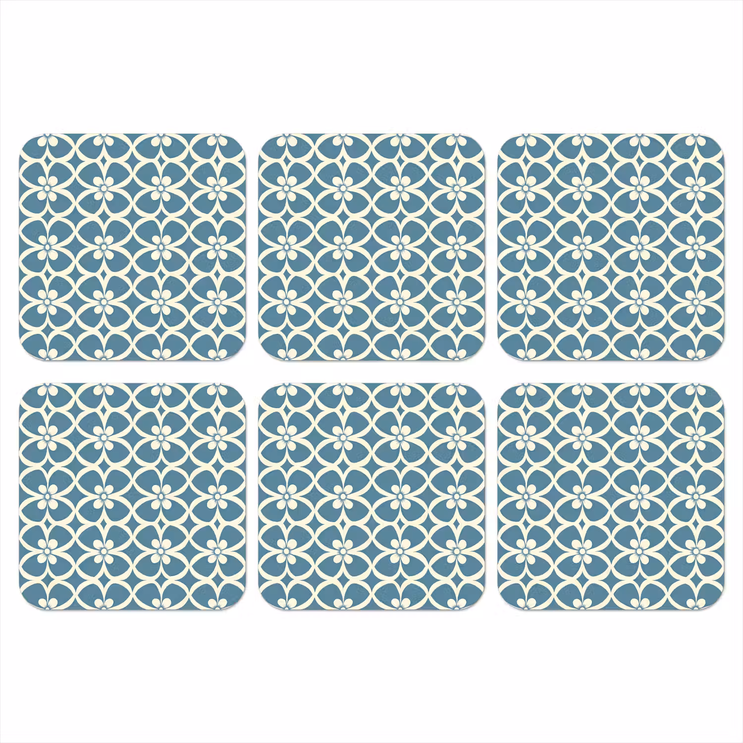 Patroon - Symmetrisch - Blauw onderzetter kurk middel 366 -3d